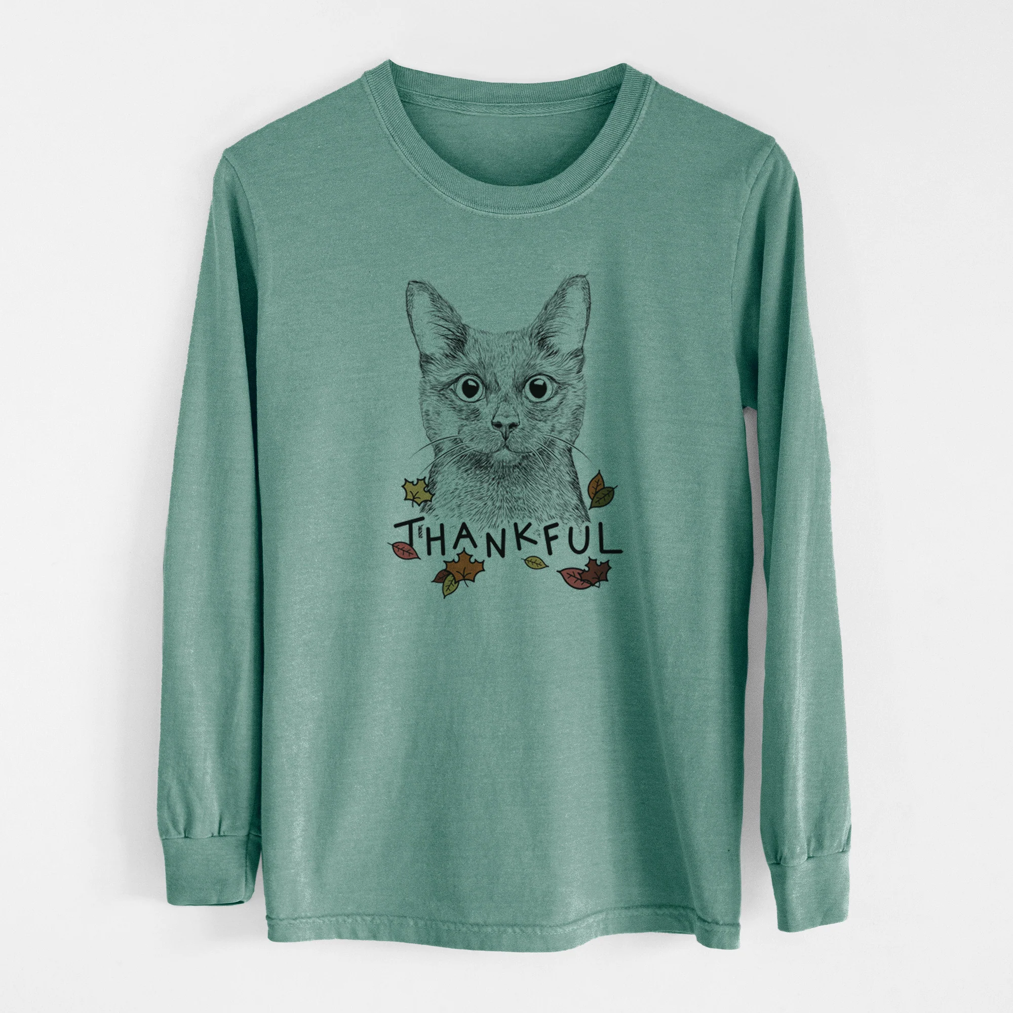 Thankful Shadow the Black Cat - Men's Heavyweight 100% Cotton Long Sleeve - Image 12