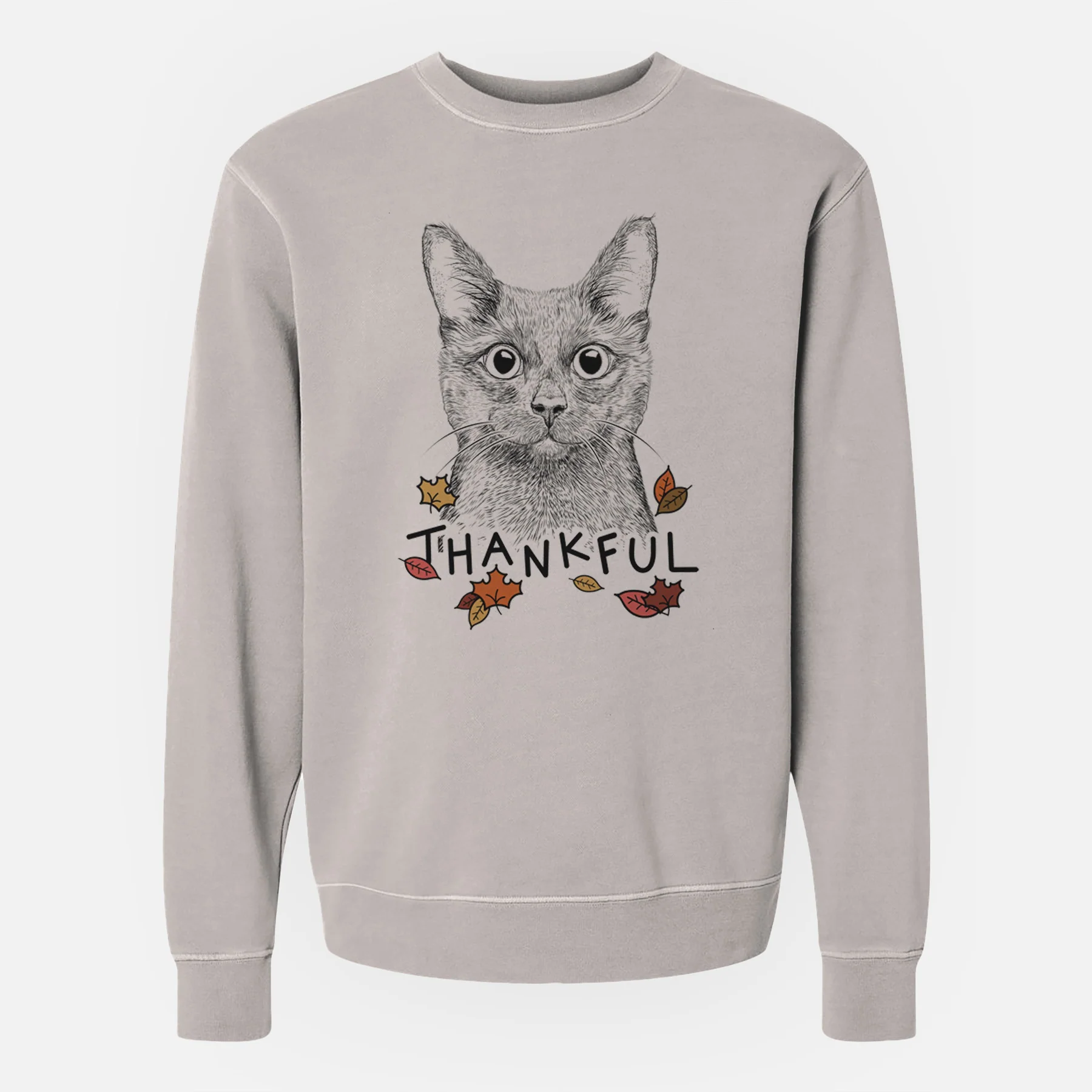 Thankful Shadow the Black Cat - Unisex Pigment Dyed Crew Sweatshirt - Image 3