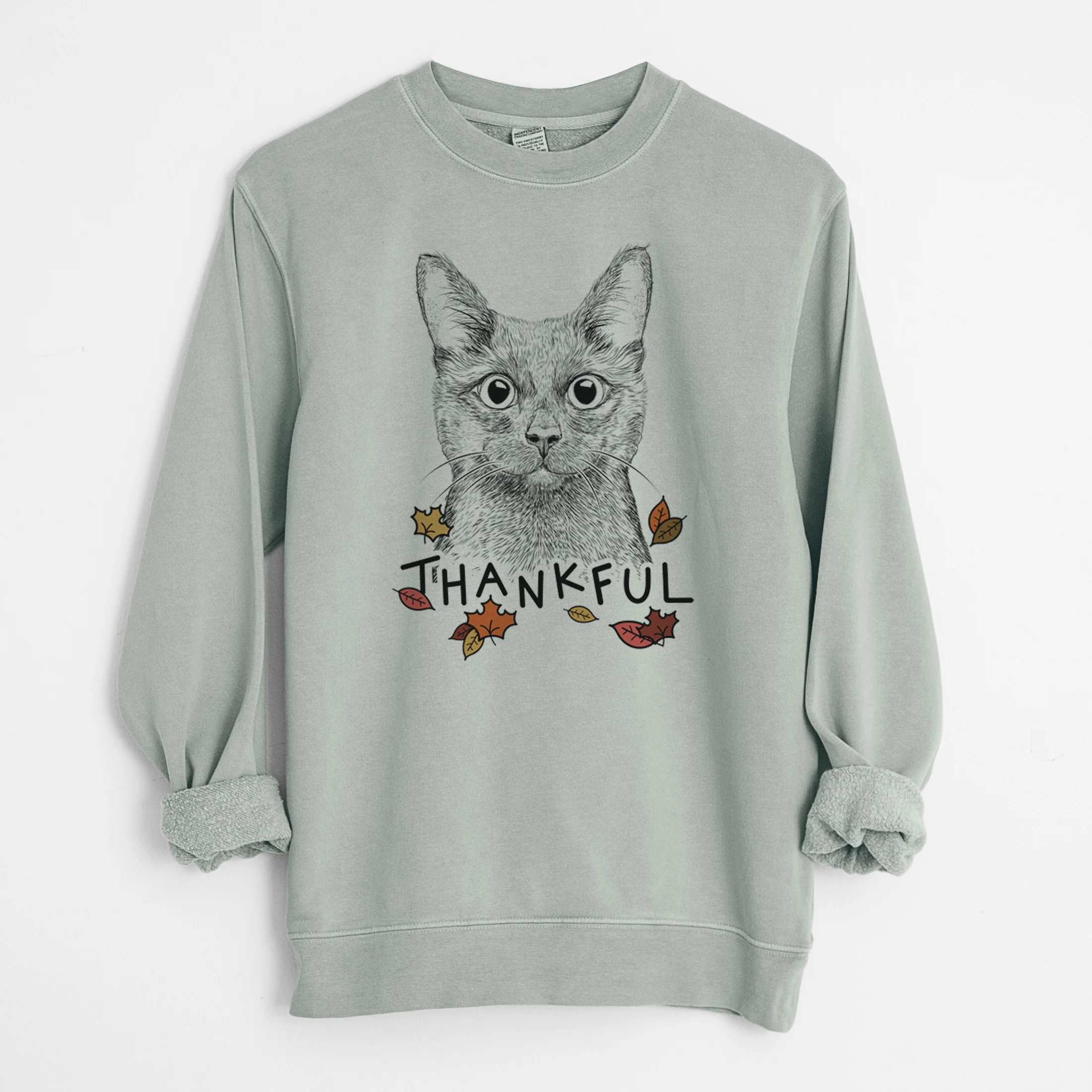Thankful Shadow the Black Cat - Unisex Pigment Dyed Crew Sweatshirt - Image 8