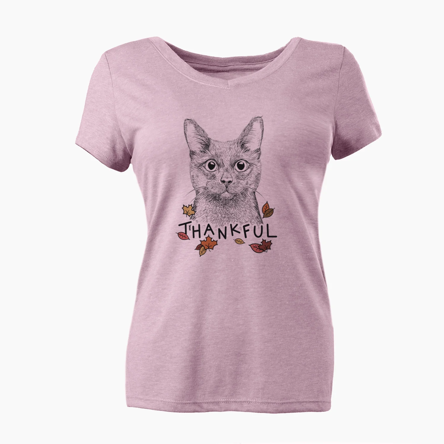 Thankful Shadow the Black Cat - Women's V-neck Shirt - Image 3