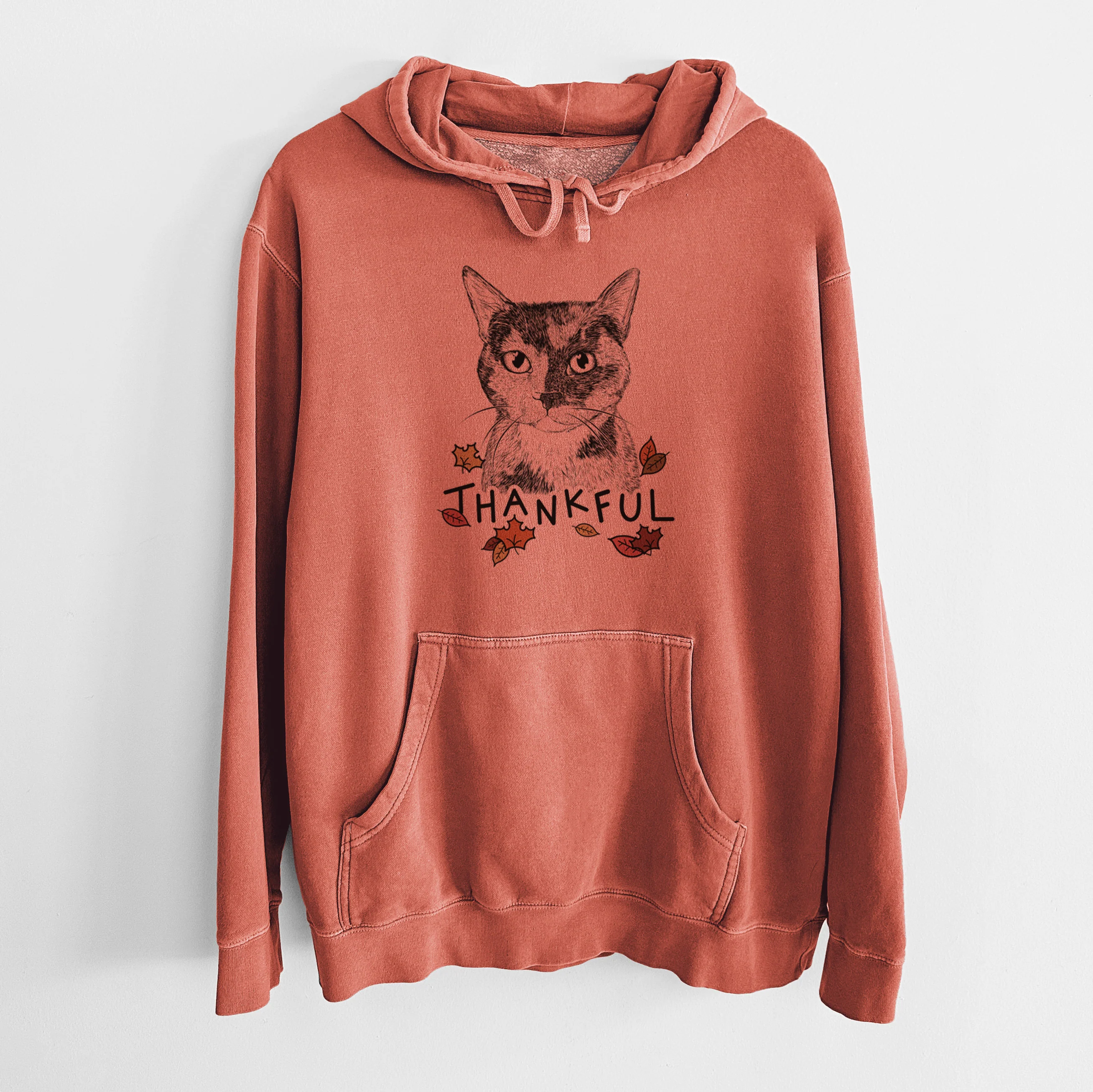 Thankful Spooky Kitty the Tortoiseshell Cat - Unisex Pigment Dyed Hoodie