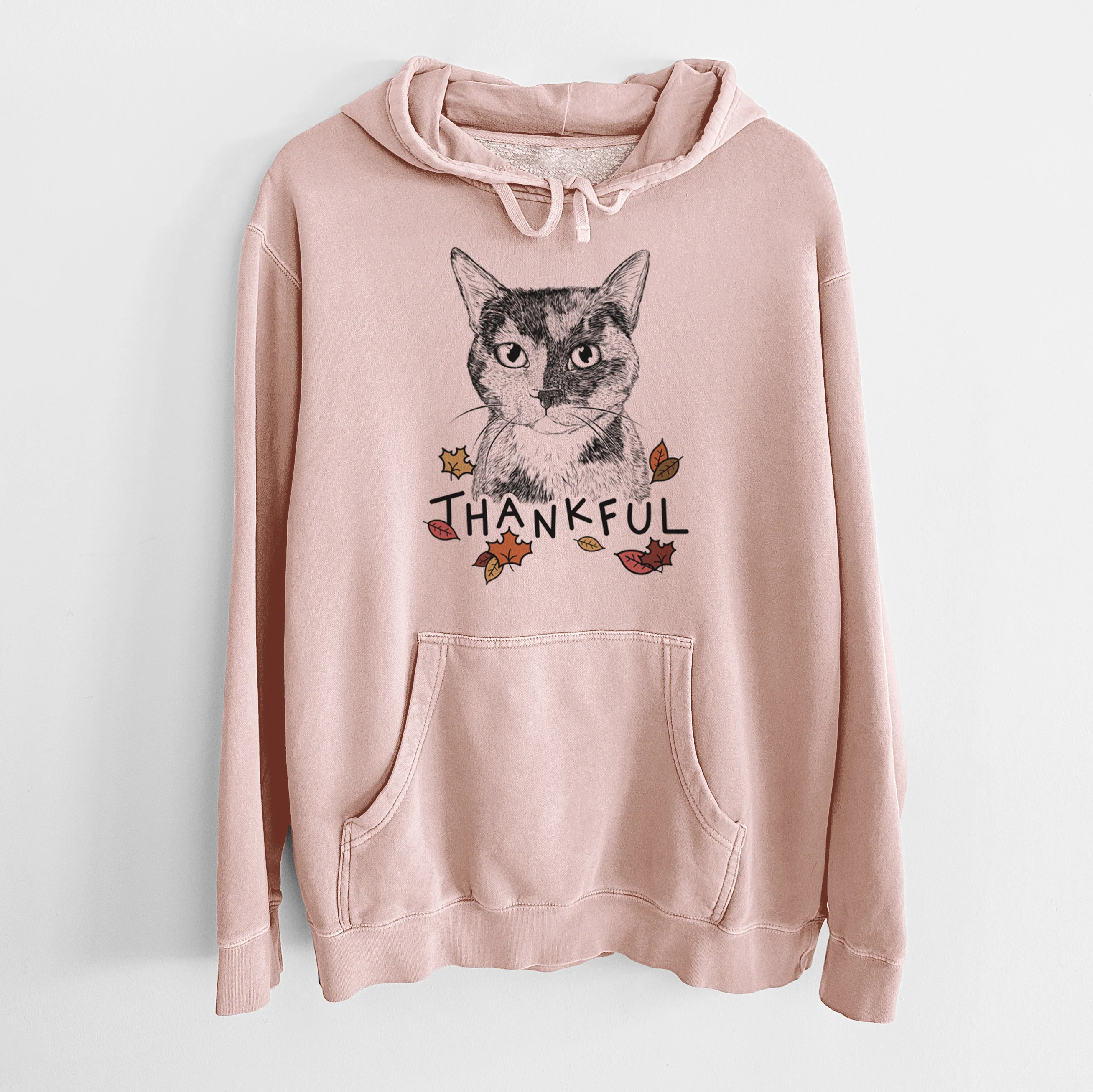 Thankful Spooky Kitty the Tortoiseshell Cat - Unisex Pigment Dyed Hoodie - Image 6