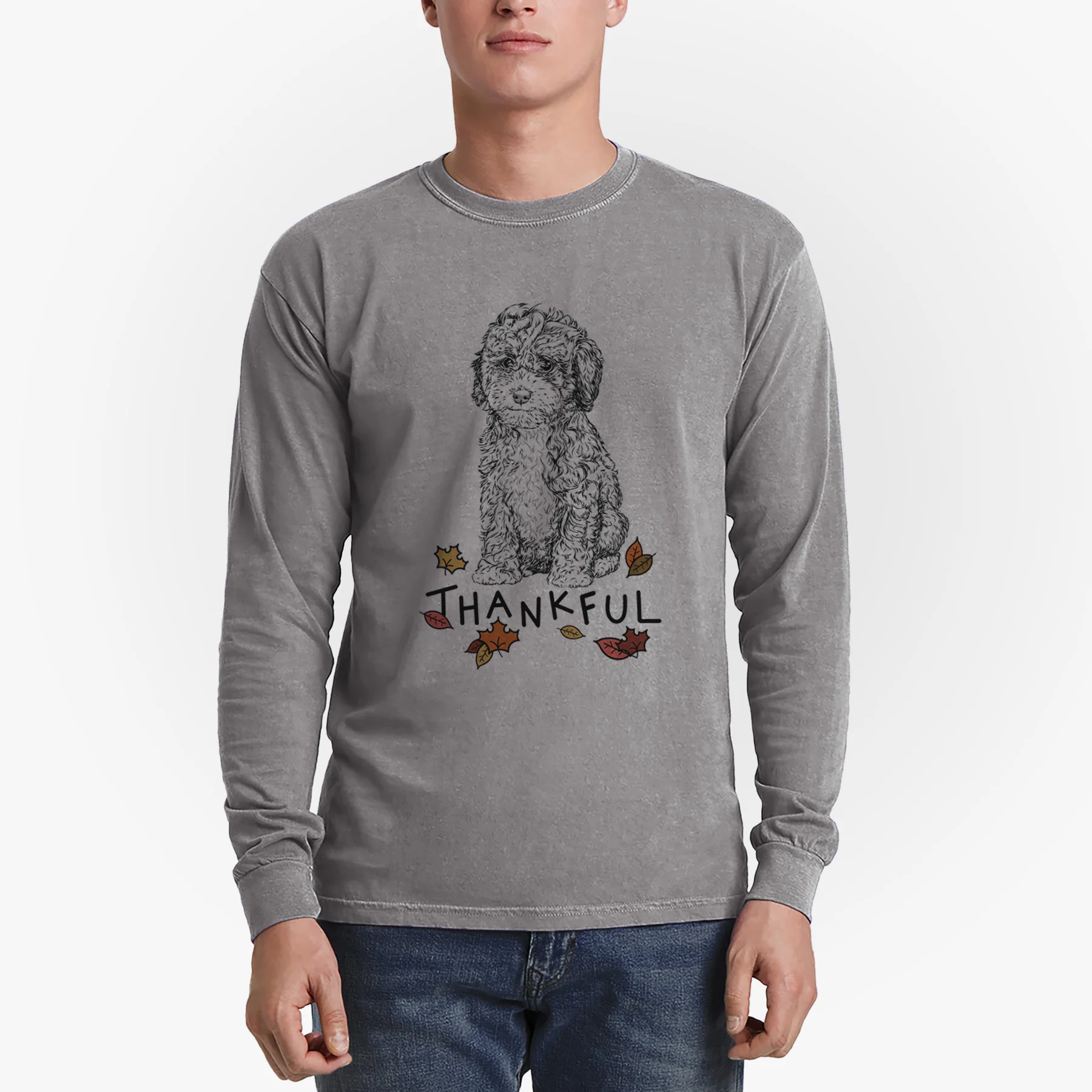 Thankful Sweet Tea the Mini Doodle - Men's Heavyweight 100% Cotton Long Sleeve - Image 5