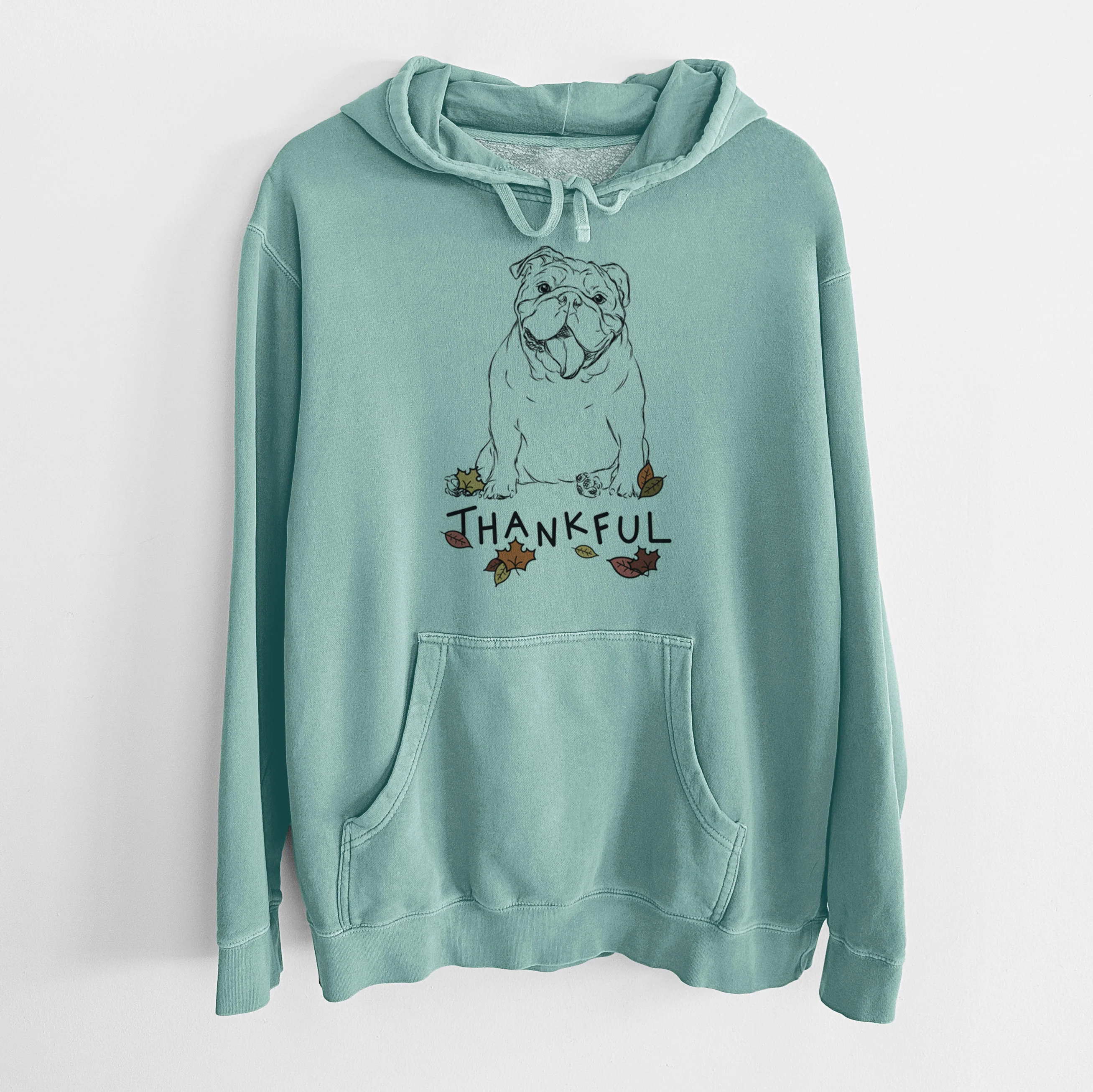 Thankful Tank the English Bulldog - Unisex Pigment Dyed Hoodie - Image 10