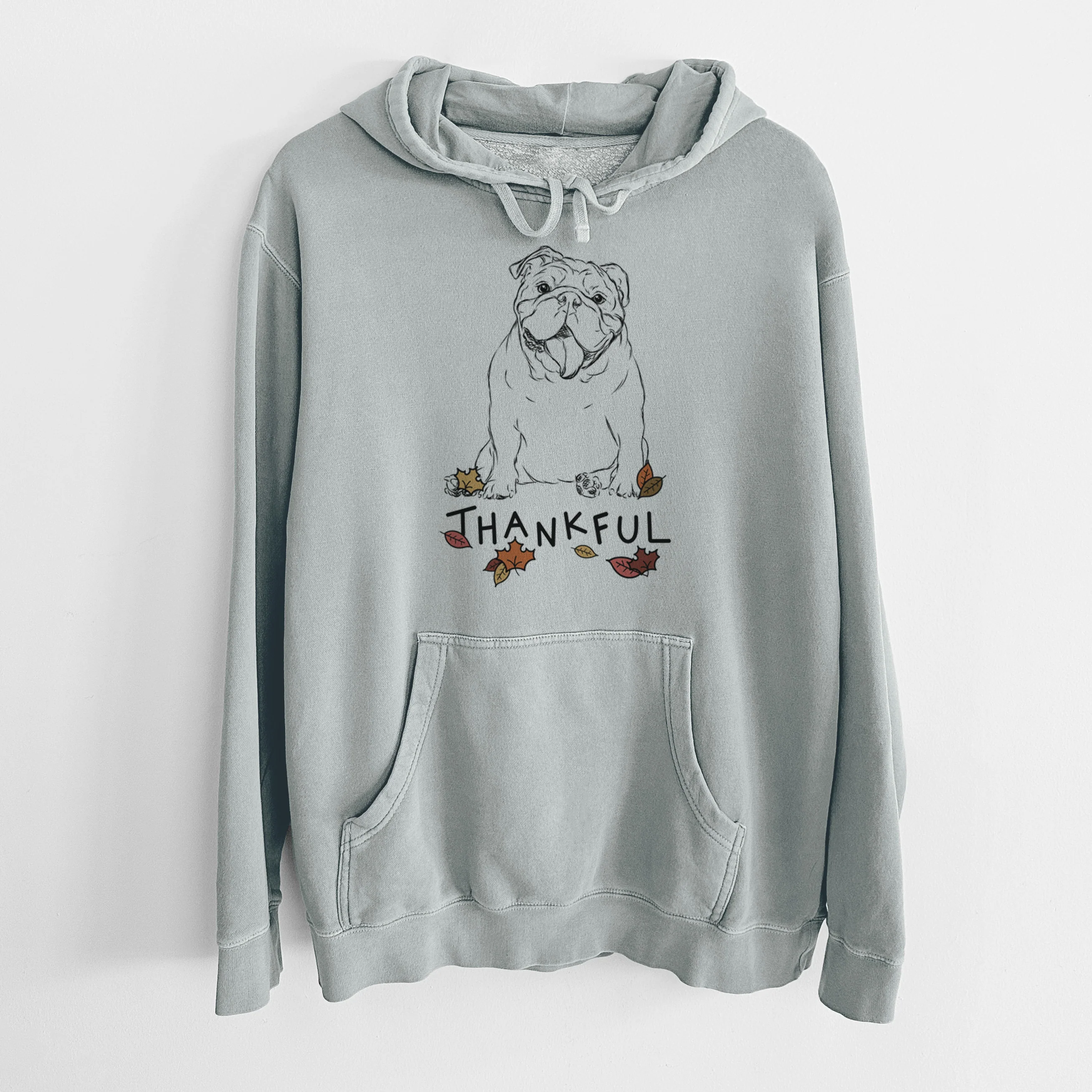 Thankful Tank the English Bulldog - Unisex Pigment Dyed Hoodie - Image 8