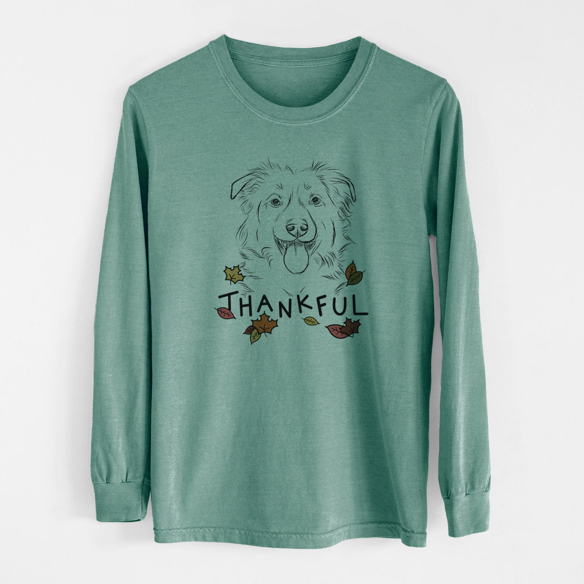 Thankful Tucker the Collie Shepherd - Men's Heavyweight 100% Cotton Long Sleeve - Image 12