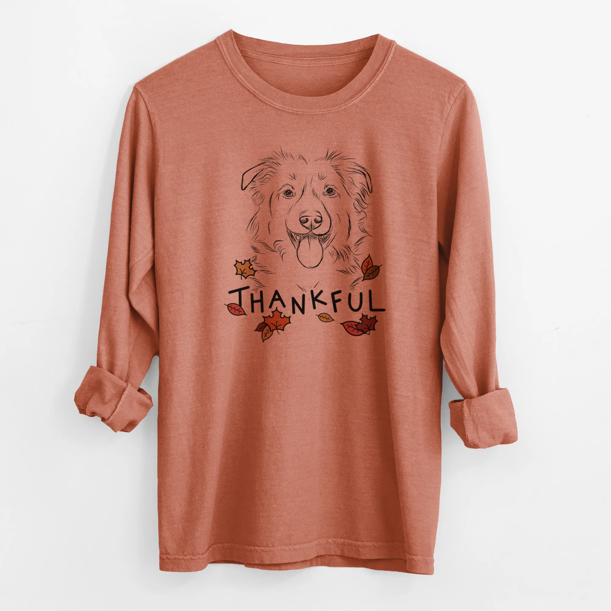 Thankful Tucker the Collie Shepherd - Men's Heavyweight 100% Cotton Long Sleeve - Image 13