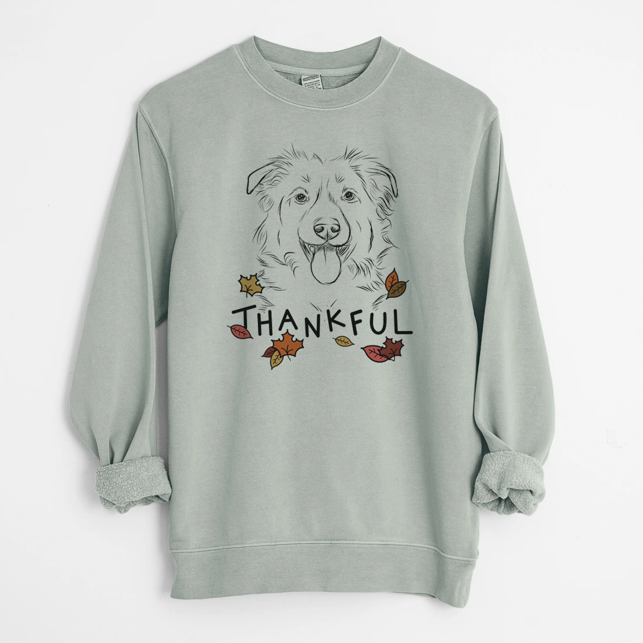 Thankful Tucker the Collie Shepherd - Unisex Pigment Dyed Crew Sweatshirt - Image 8