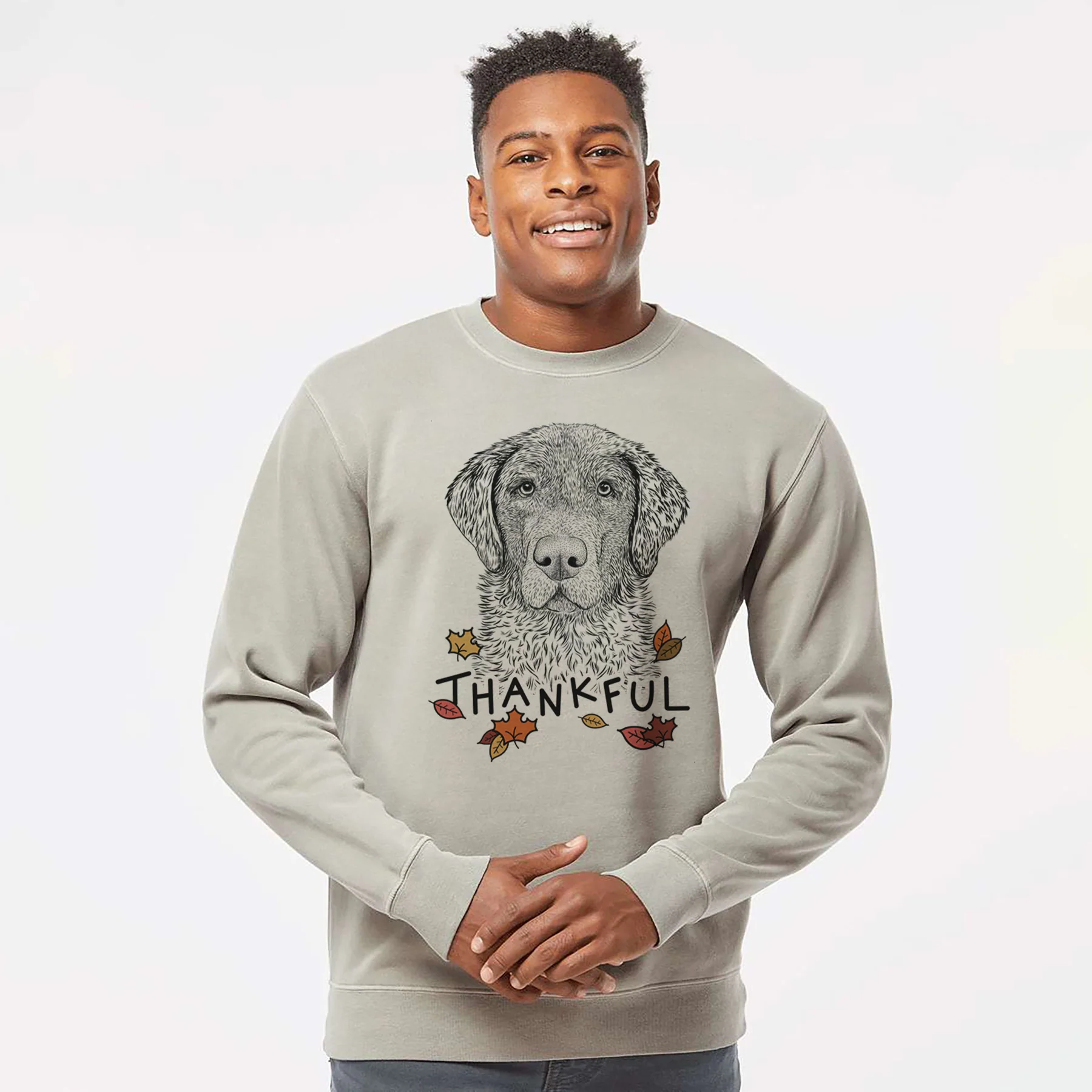 Thankful Whiskey the Chocolate Lab - Unisex Pigment Dyed Crew Sweatshirt - Image 5