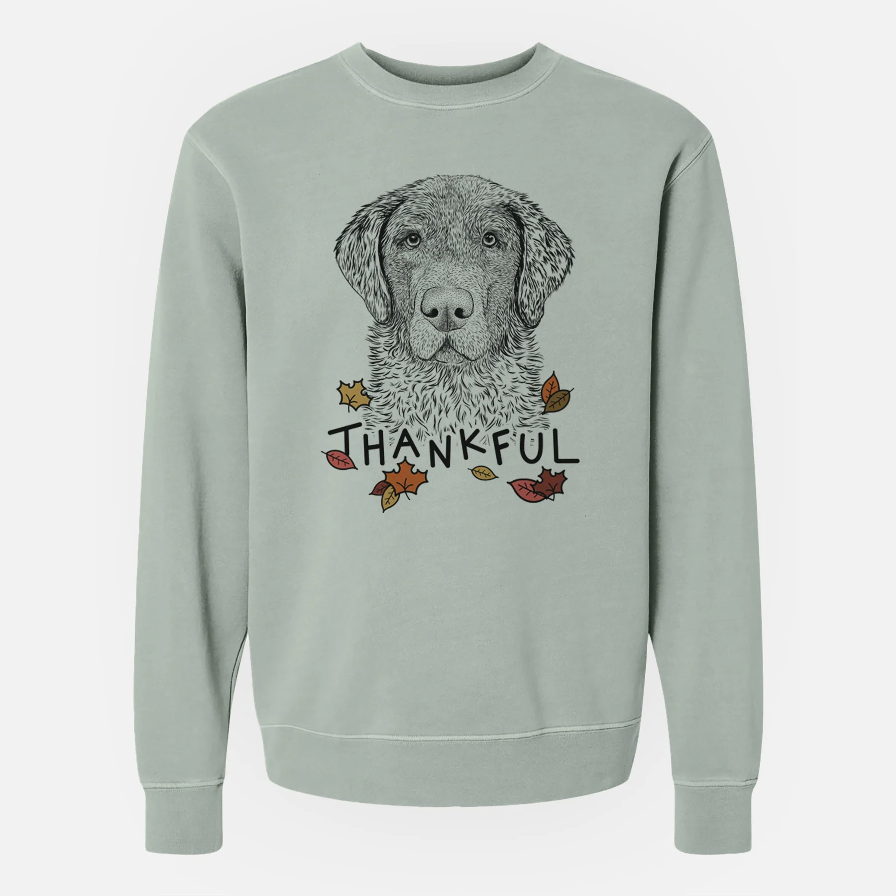 Thankful Whiskey the Chocolate Lab - Unisex Pigment Dyed Crew Sweatshirt - Image 6