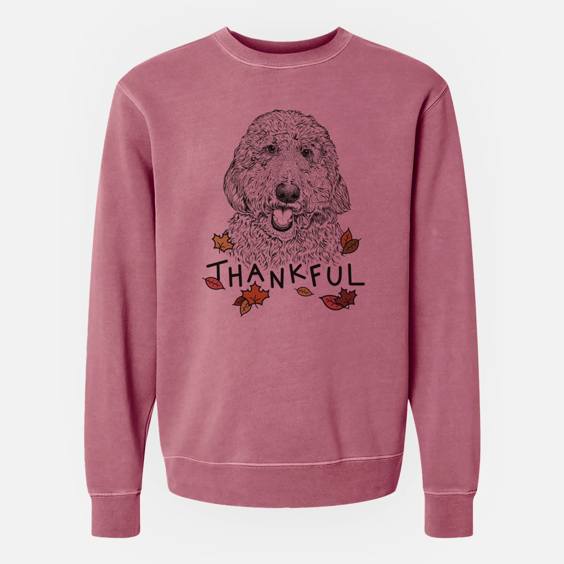 Thankful Whisper the Goldendoodle - Unisex Pigment Dyed Crew Sweatshirt - Image 9