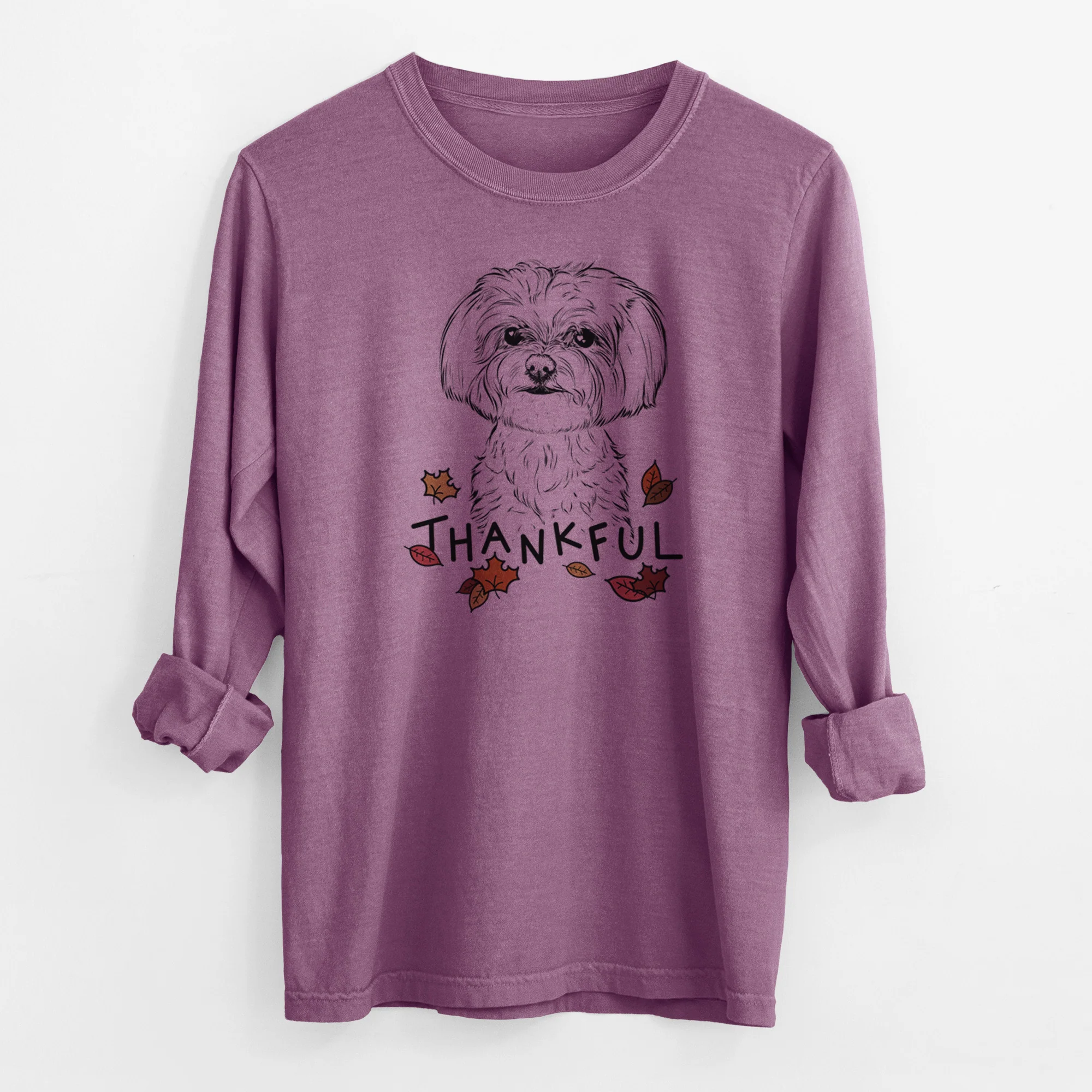 Thankful Willow the Maltese - Men's Heavyweight 100% Cotton Long Sleeve - Image 9