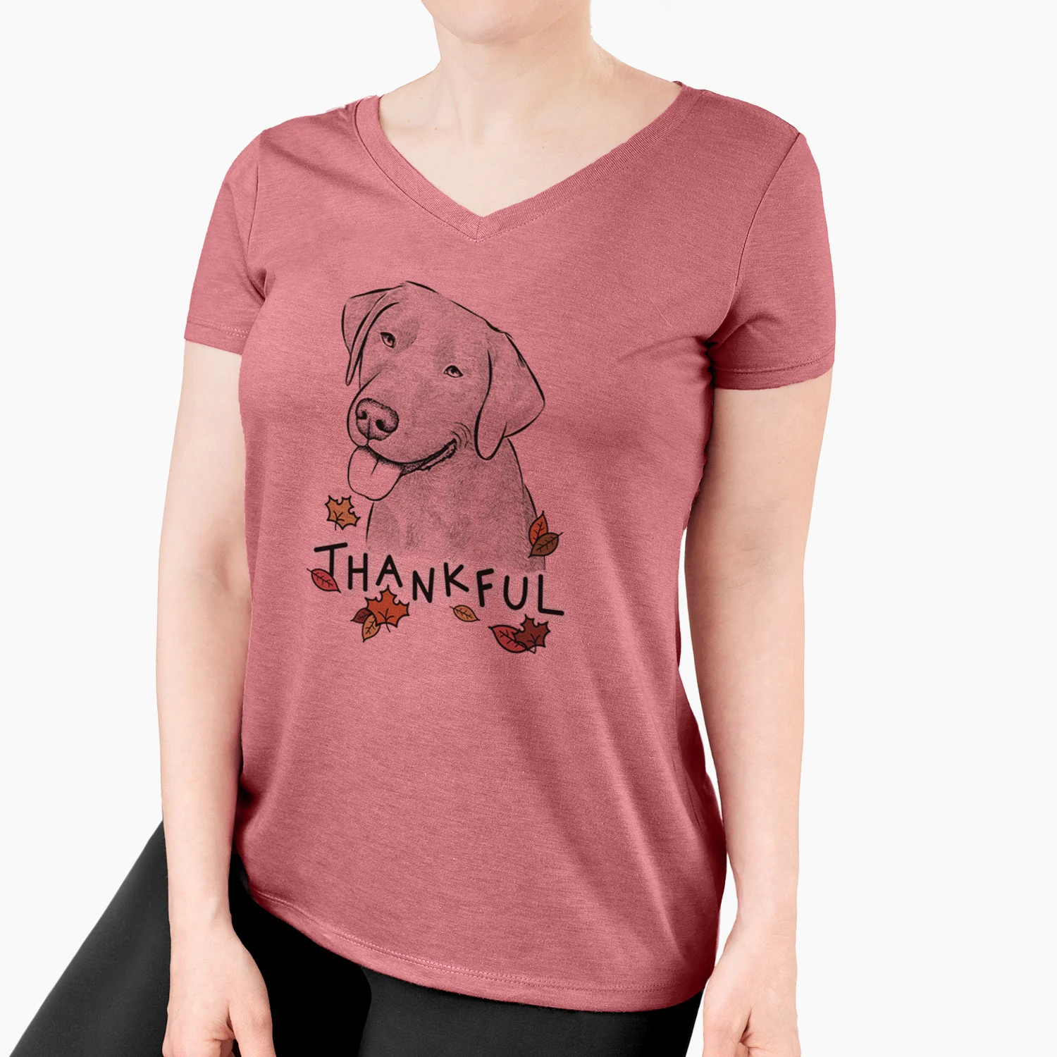 Thankful Zeppelin the Black Labrador - Women's V-neck Shirt - Image 4