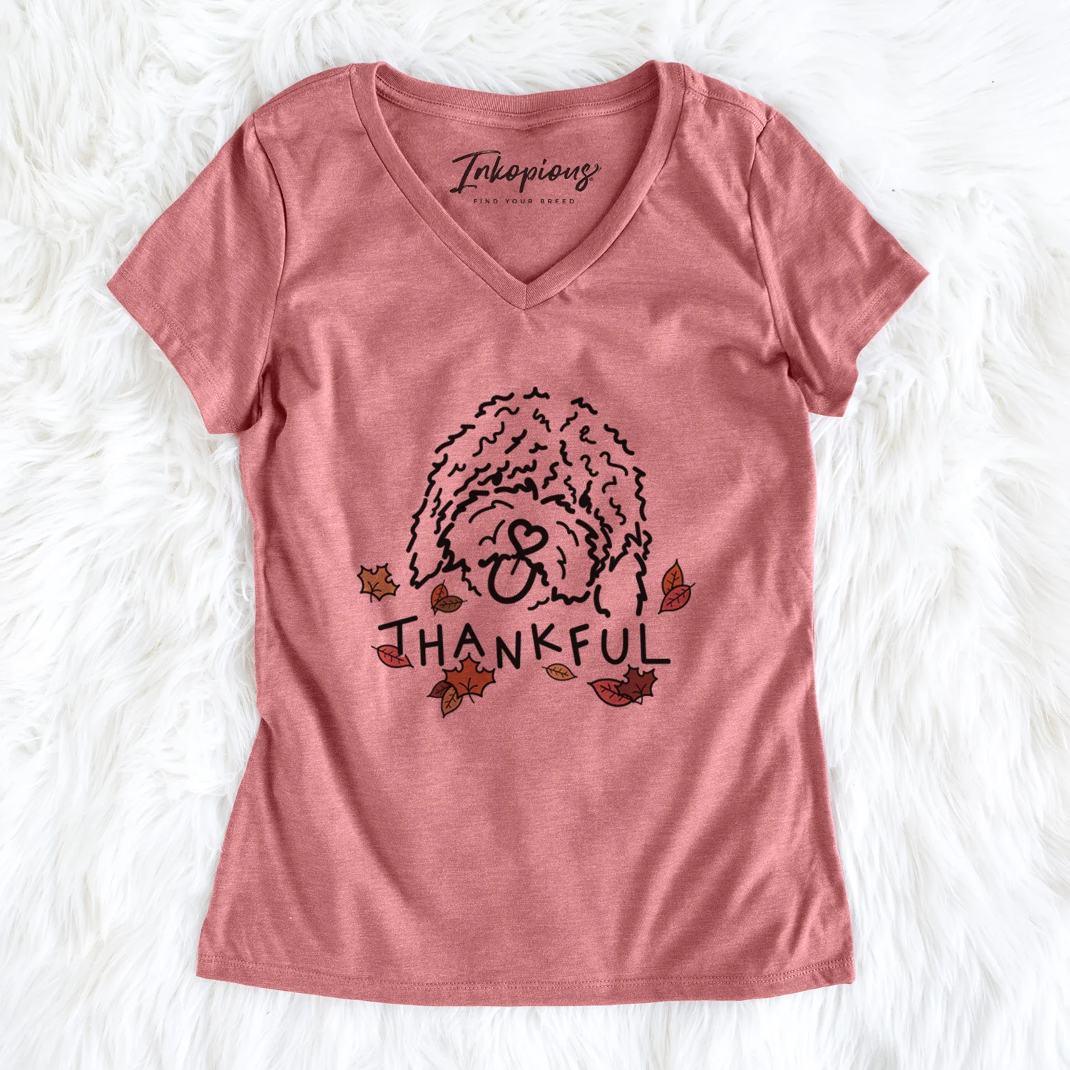 Thankful Spanish Water Dog - Antonio - Women's Perfect V-neck Shirt - Image 3