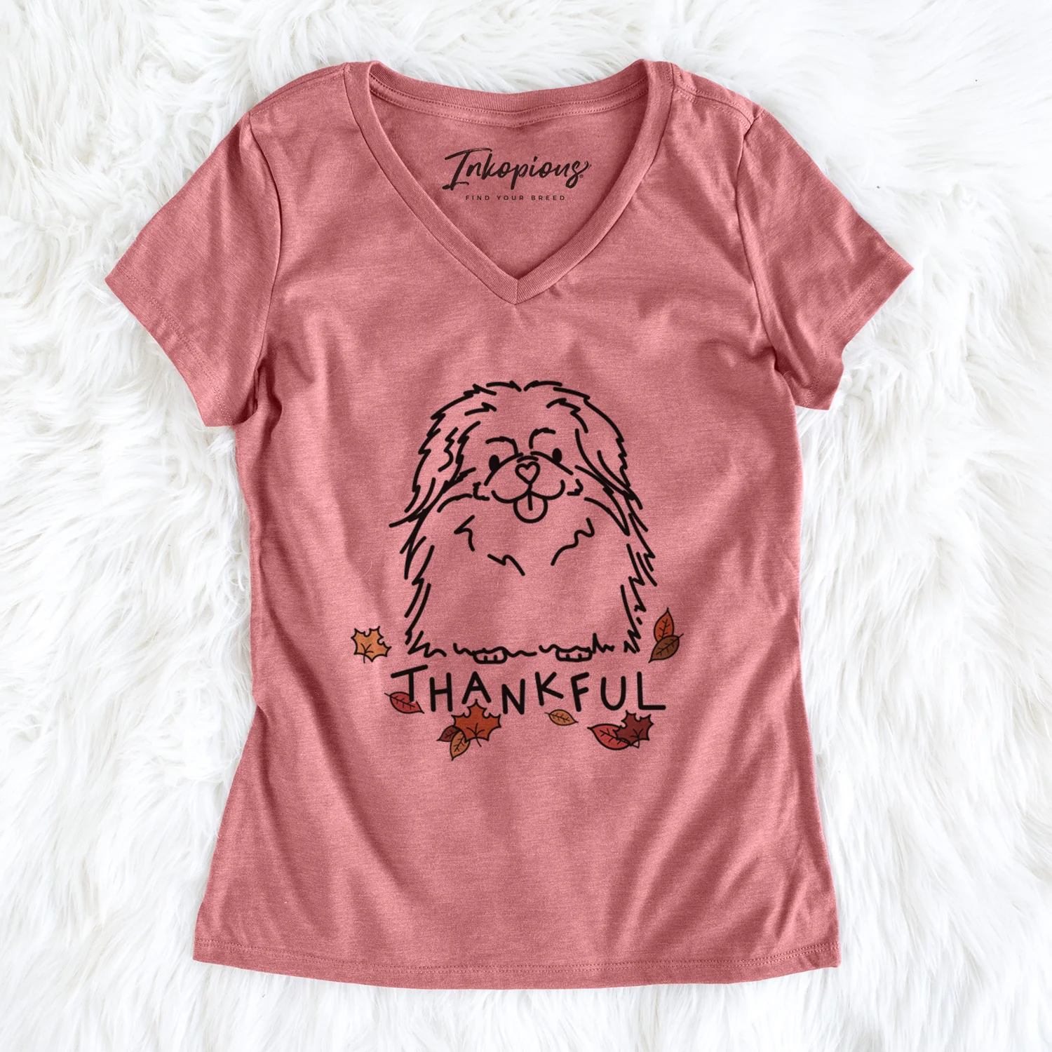 Thankful Pekingese - Viv - Women's Perfect V-neck Shirt - Image 3