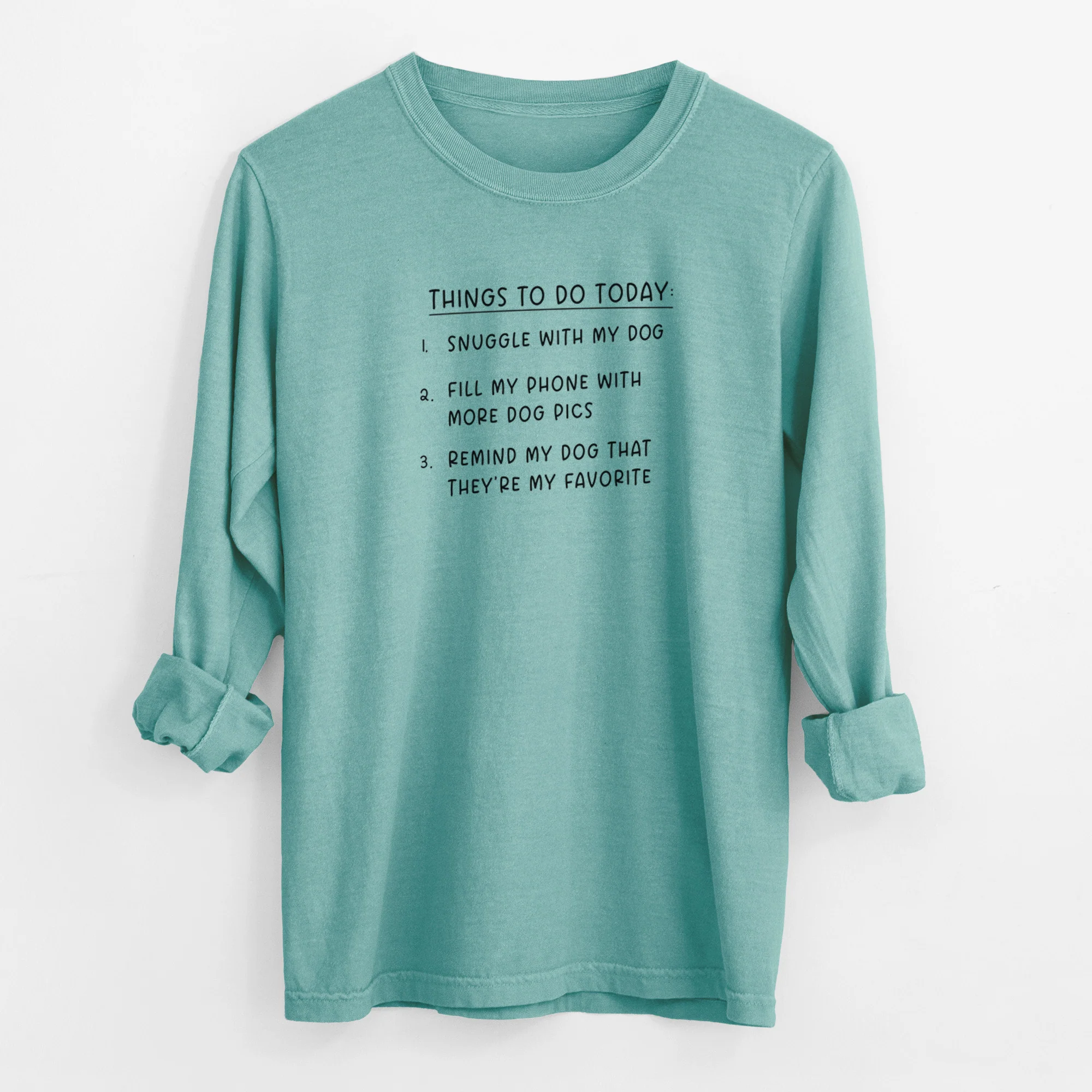 Things to Do Today - Snuggle with Dog - Men's Heavyweight 100% Cotton Long Sleeve - Image 9