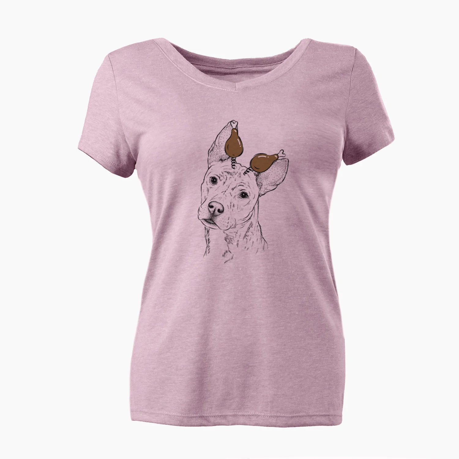 Thanksgiving Diesel the Mixed Breed - Women's Perfect V-neck Shirt - Image 6