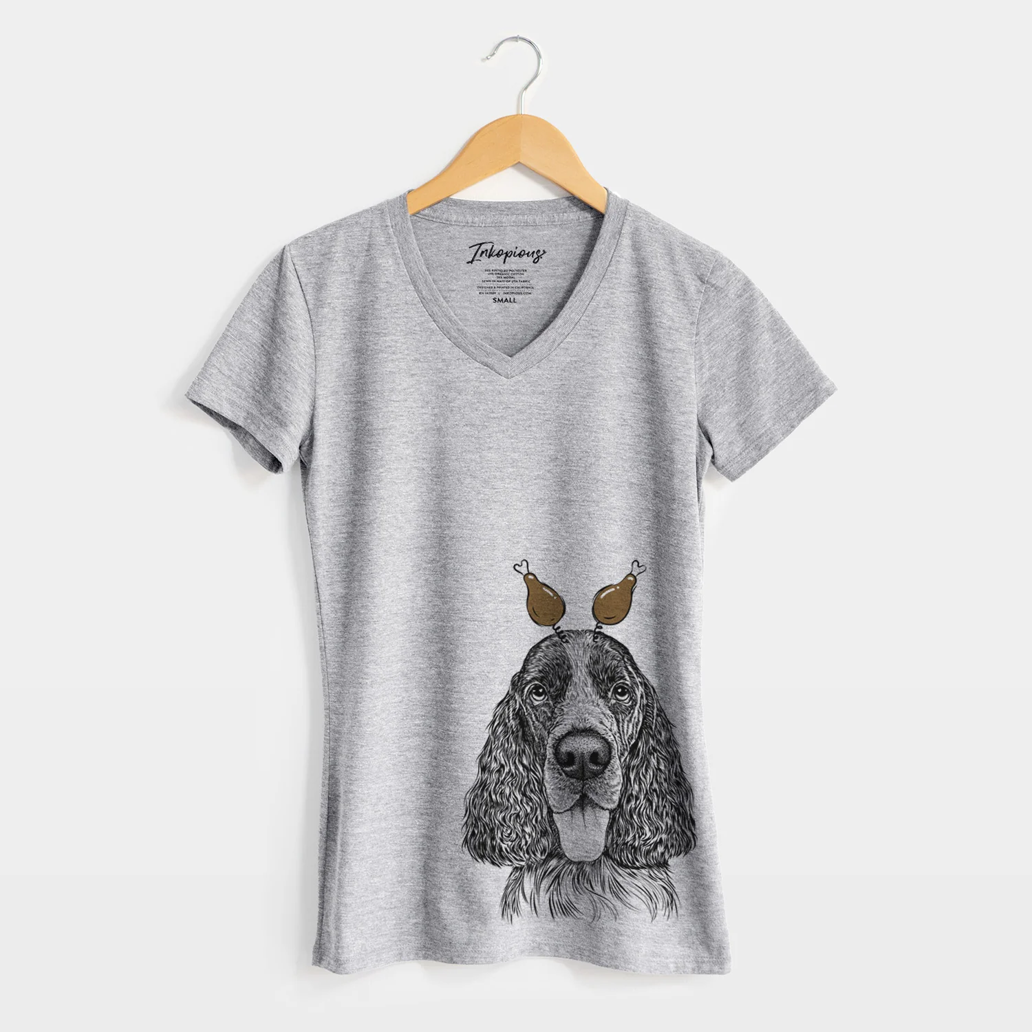 Thanksgiving Duke the English Springer Spaniel - Women's Perfect V-neck Shirt - Image 4