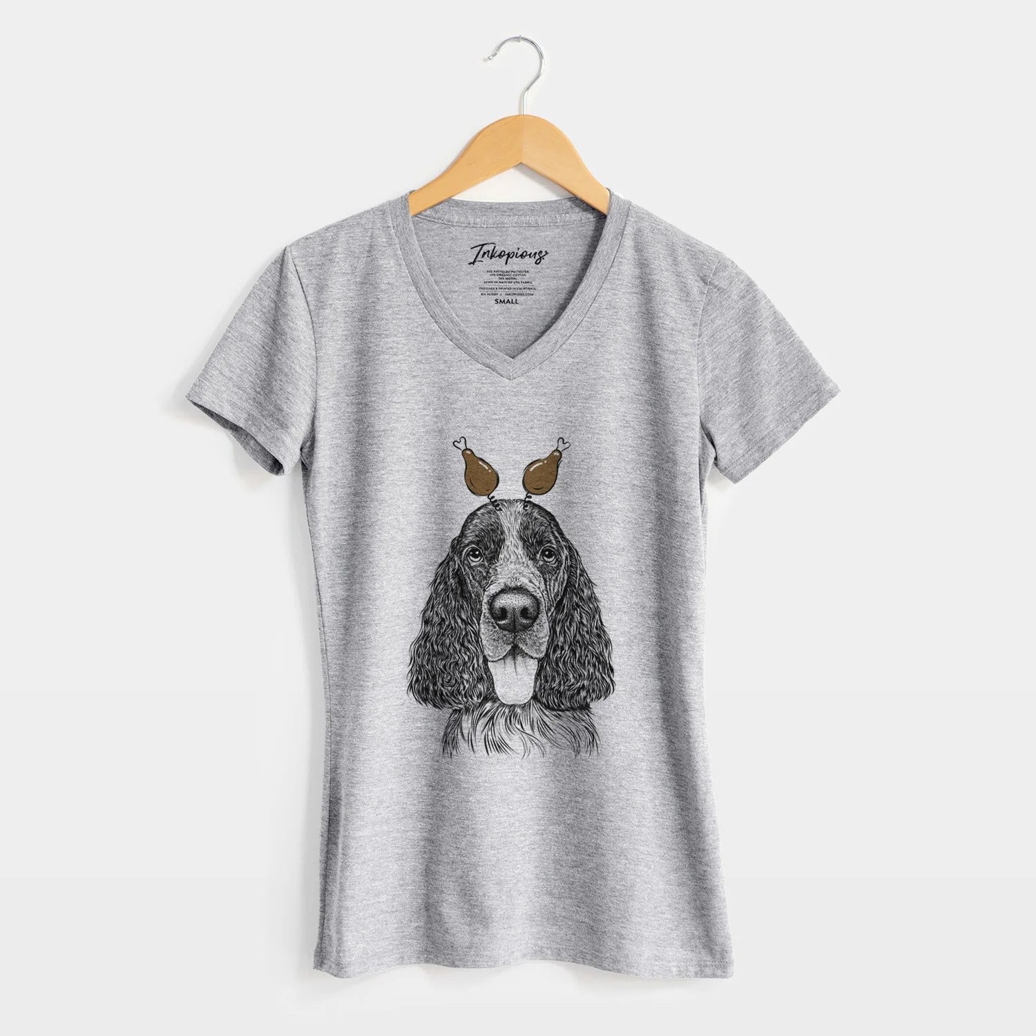 Thanksgiving Duke the English Springer Spaniel - Women's Perfect V-neck Shirt - Image 8