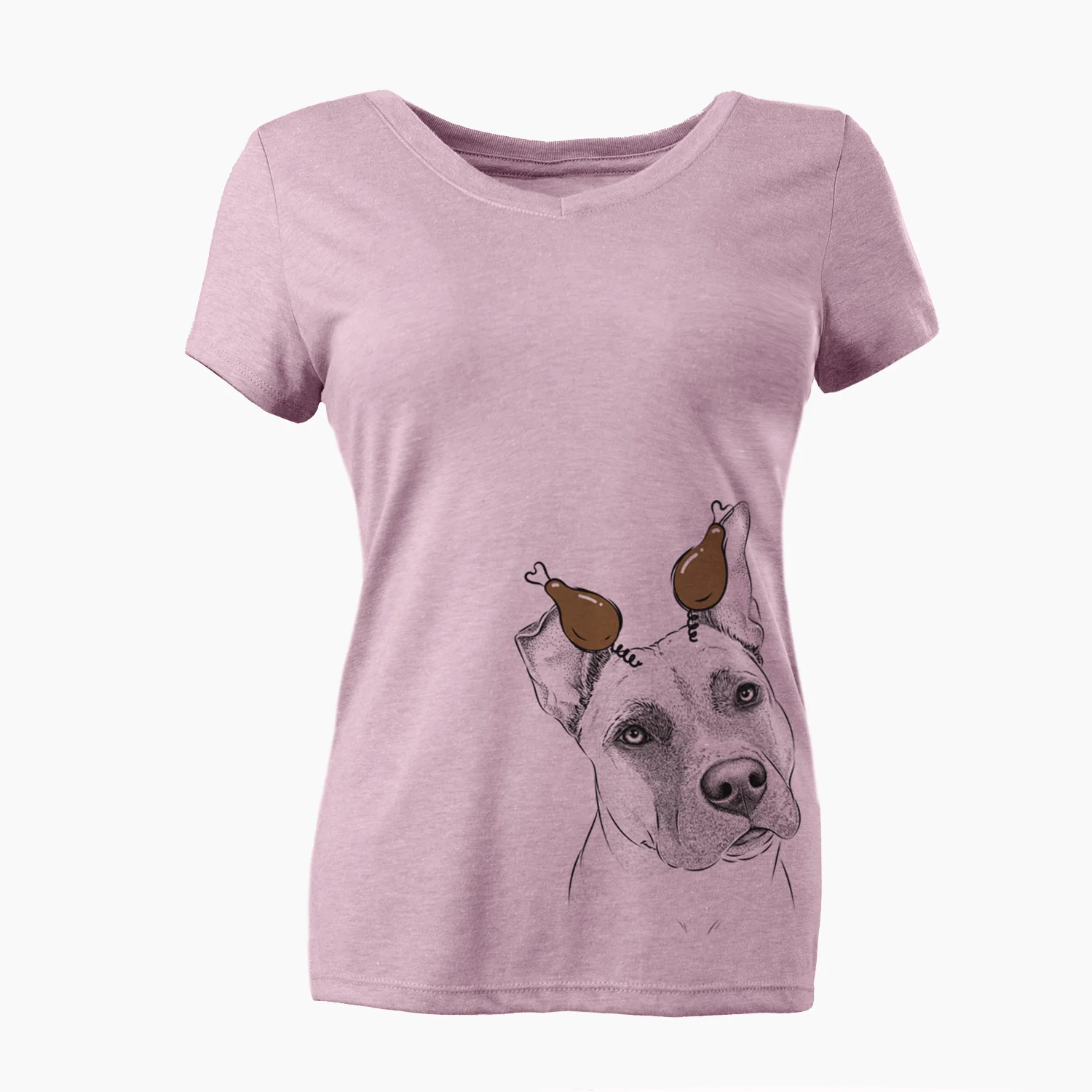 Thanksgiving Ivy the Pitbull Mix - Women's Perfect V-neck Shirt - Image 2