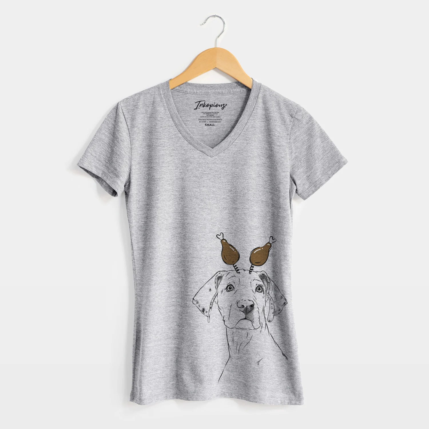 Thanksgiving Lumen the Special Needs Great Dane - Women's Perfect V-neck Shirt - Image 4