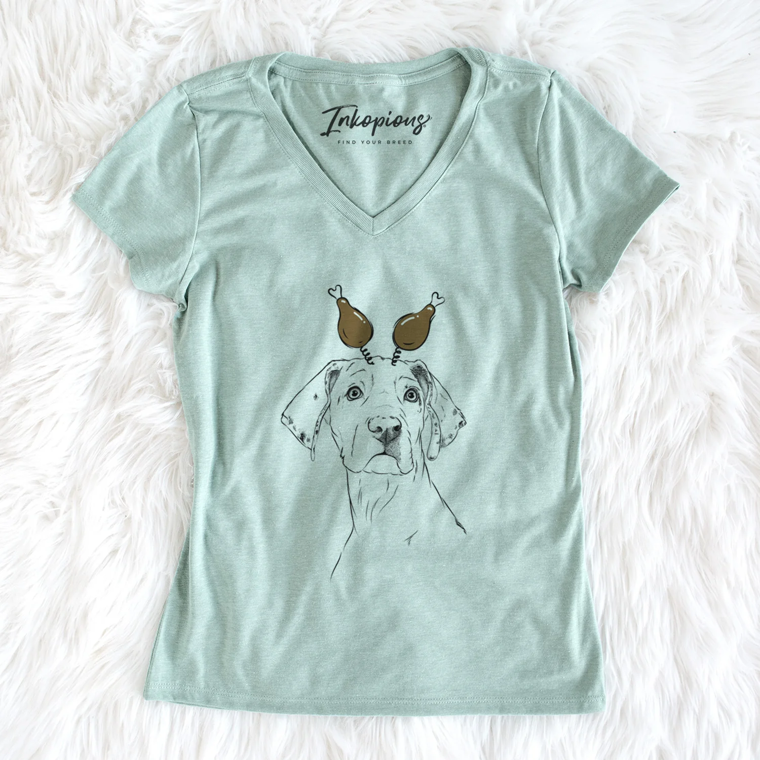 Thanksgiving Lumen the Special Needs Great Dane - Women's Perfect V-neck Shirt - Image 5