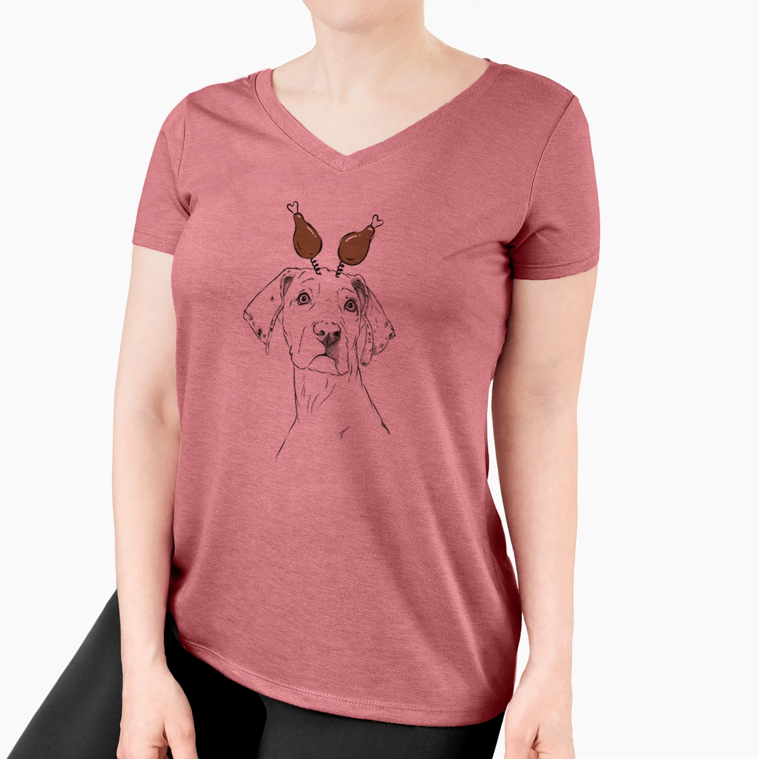 Thanksgiving Lumen the Special Needs Great Dane - Women's Perfect V-neck Shirt - Image 7