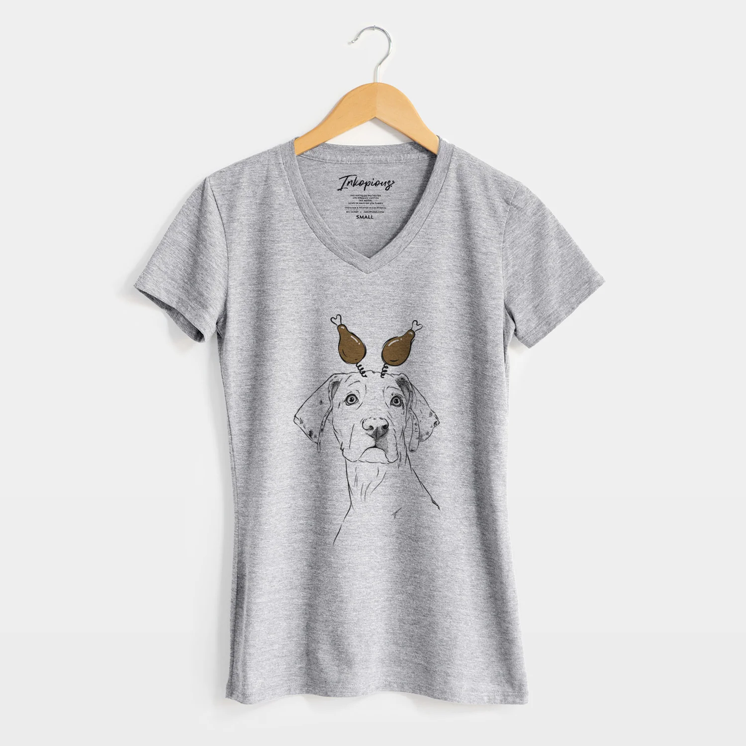 Thanksgiving Lumen the Special Needs Great Dane - Women's Perfect V-neck Shirt - Image 8