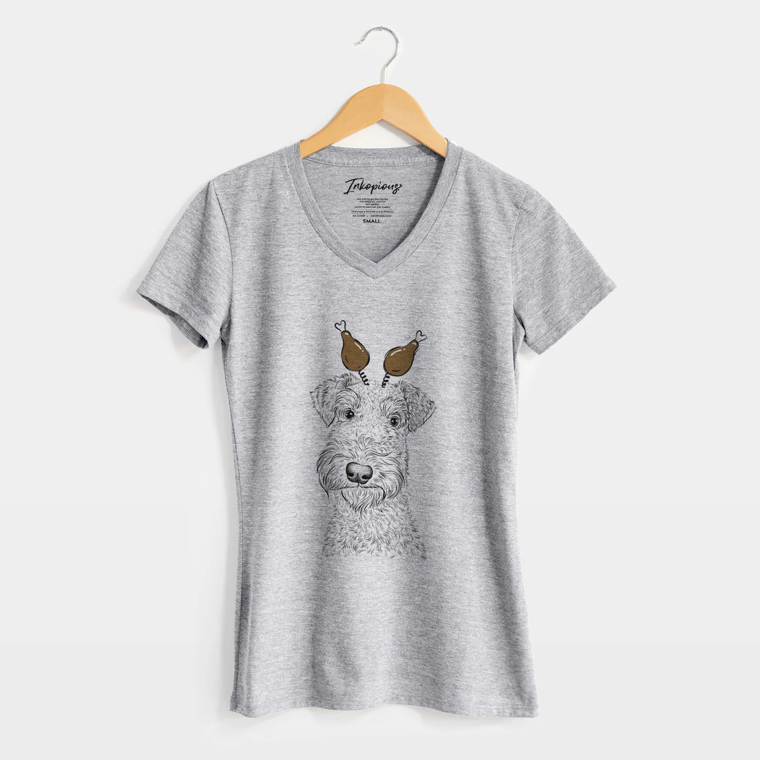 Thanksgiving Roc Haven Maggie May the Airedale Terrier - Women's Perfect V-neck Shirt - Image 8