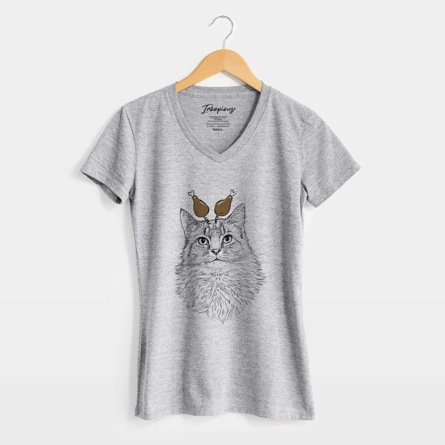 Thanksgiving Olive the Cat - Women's Perfect V-neck Shirt - Image 8