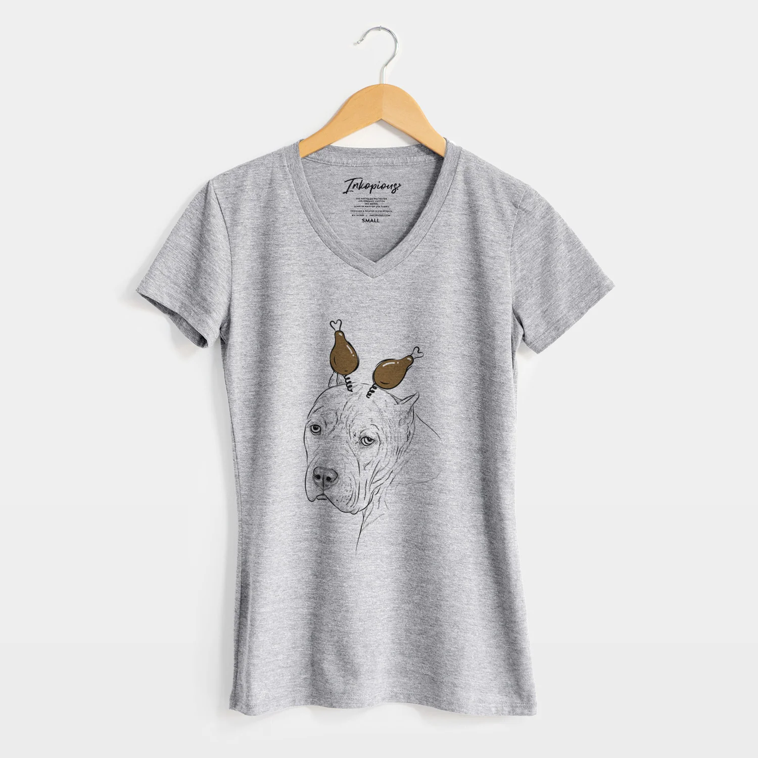 Thanksgiving Precious the Staffordshire Terrier - Women's Perfect V-neck Shirt - Image 8