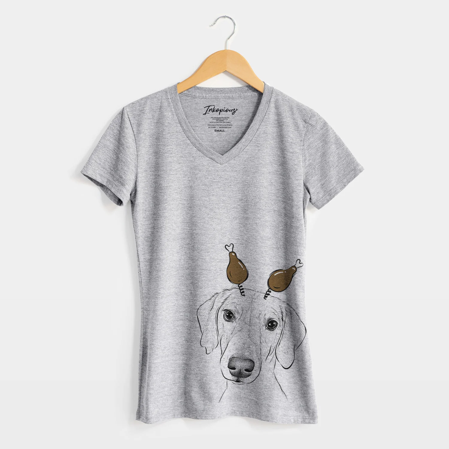 Thanksgiving Stanley the Foxhound - Women's Perfect V-neck Shirt - Image 4