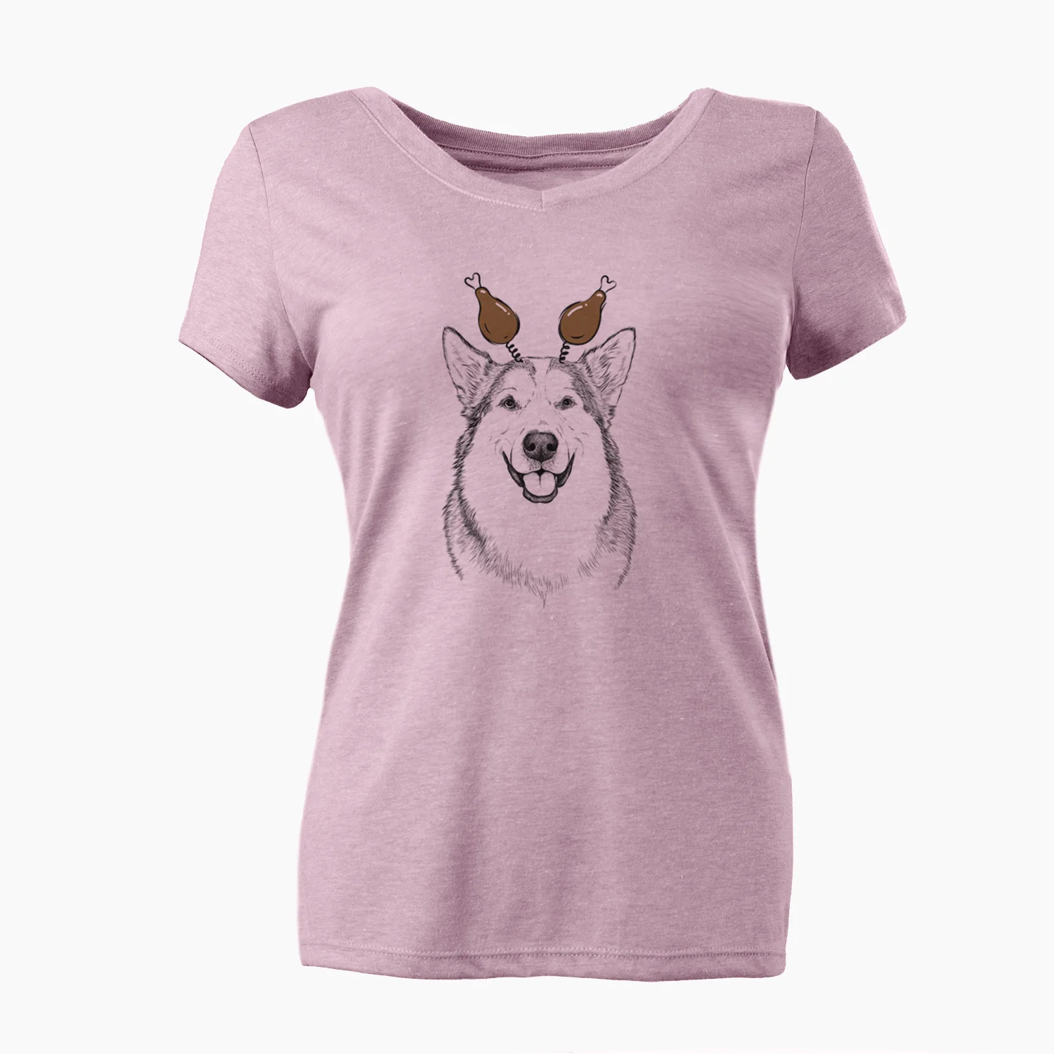 Thanksgiving Vader the Alaskan Malamute - Women's Perfect V-neck Shirt - Image 6