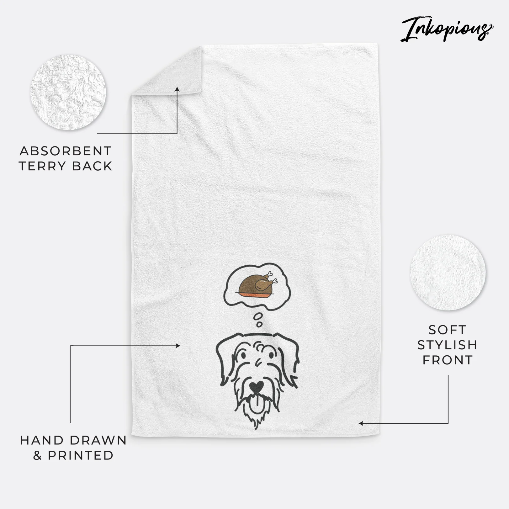 Turkey Thoughts Doodle - Dug - Decorative Hand Towel - Image 5