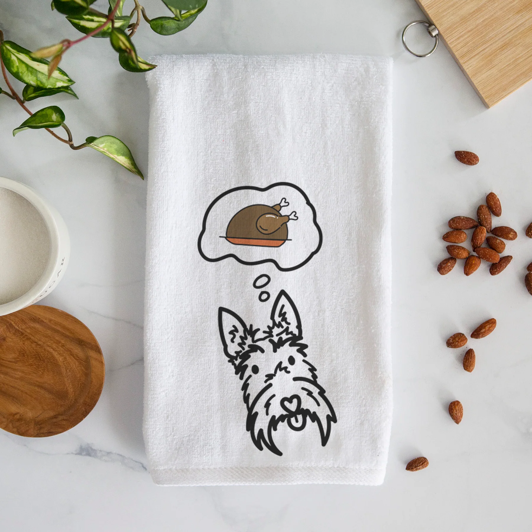 Turkey Thoughts Scottish Terrier - Thistle - Decorative Hand Towel - Image 3