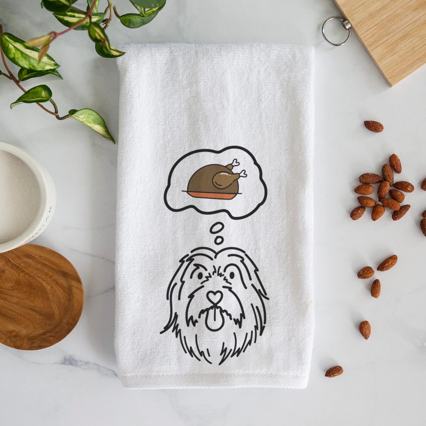 Turkey Thoughts Bearded Collie - Tucker - Decorative Hand Towel - Image 3
