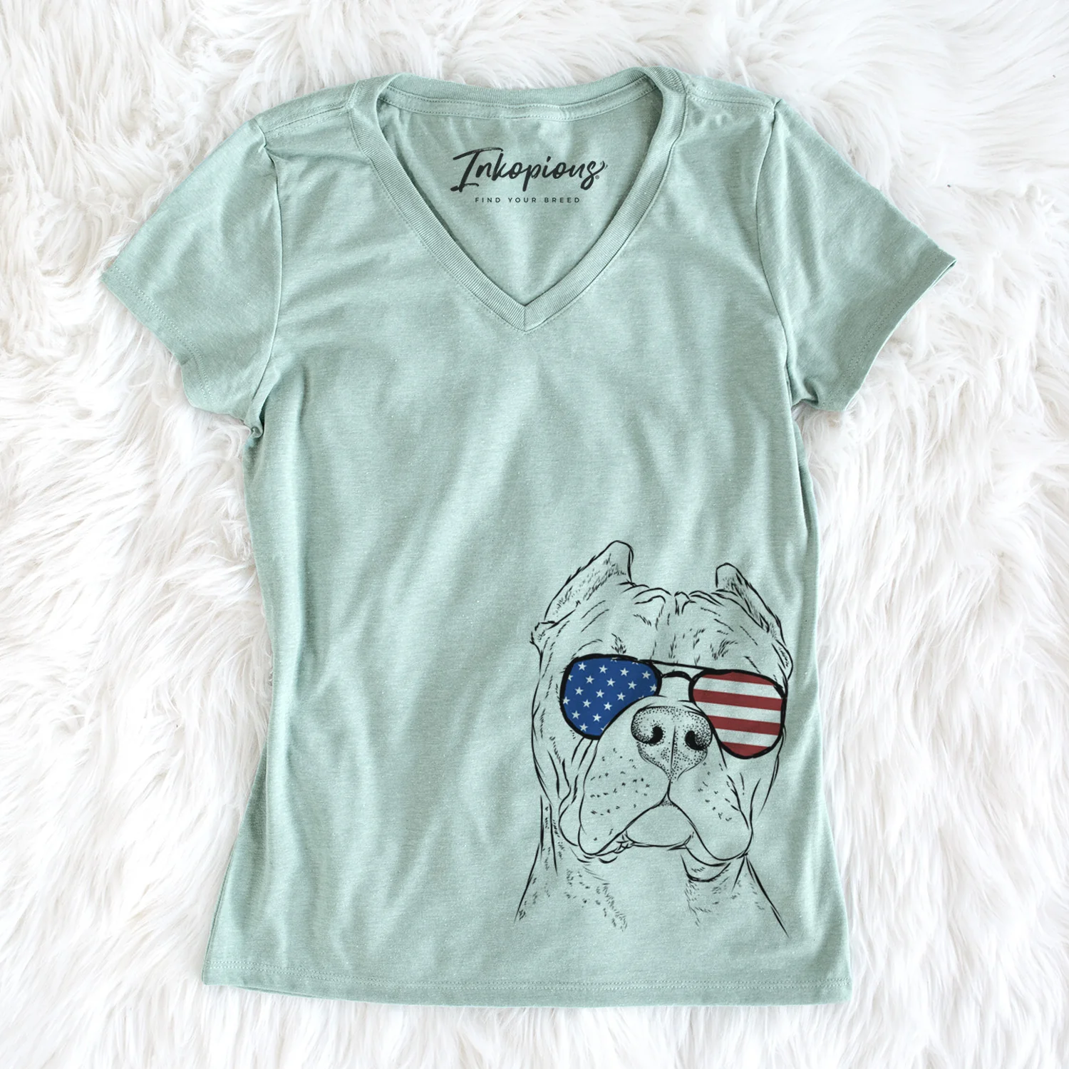 USA Bam Bam the Pitbull - Women's Perfect V-neck Shirt - Image 2