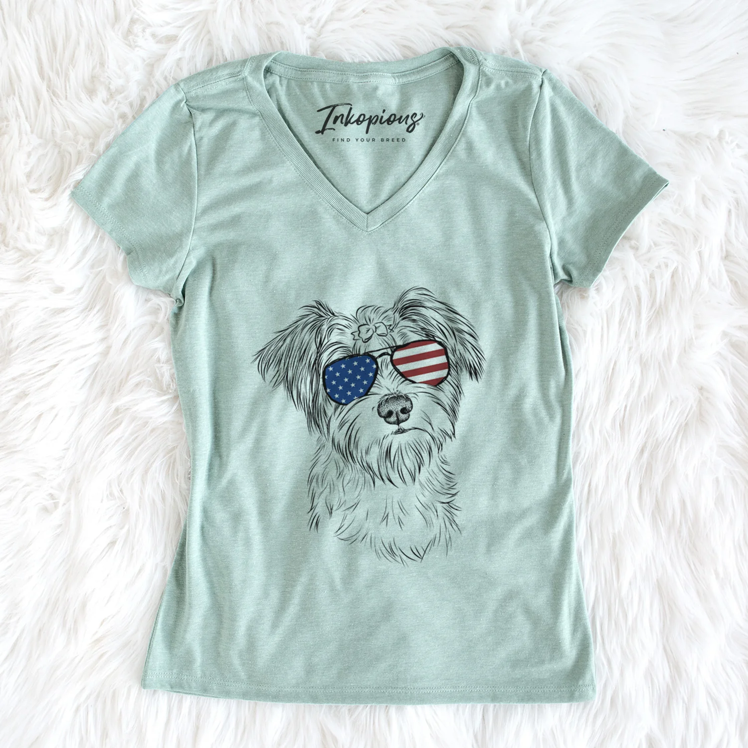USA Birdee the Schnauzer Mix - Women's Perfect V-neck Shirt - Image 6