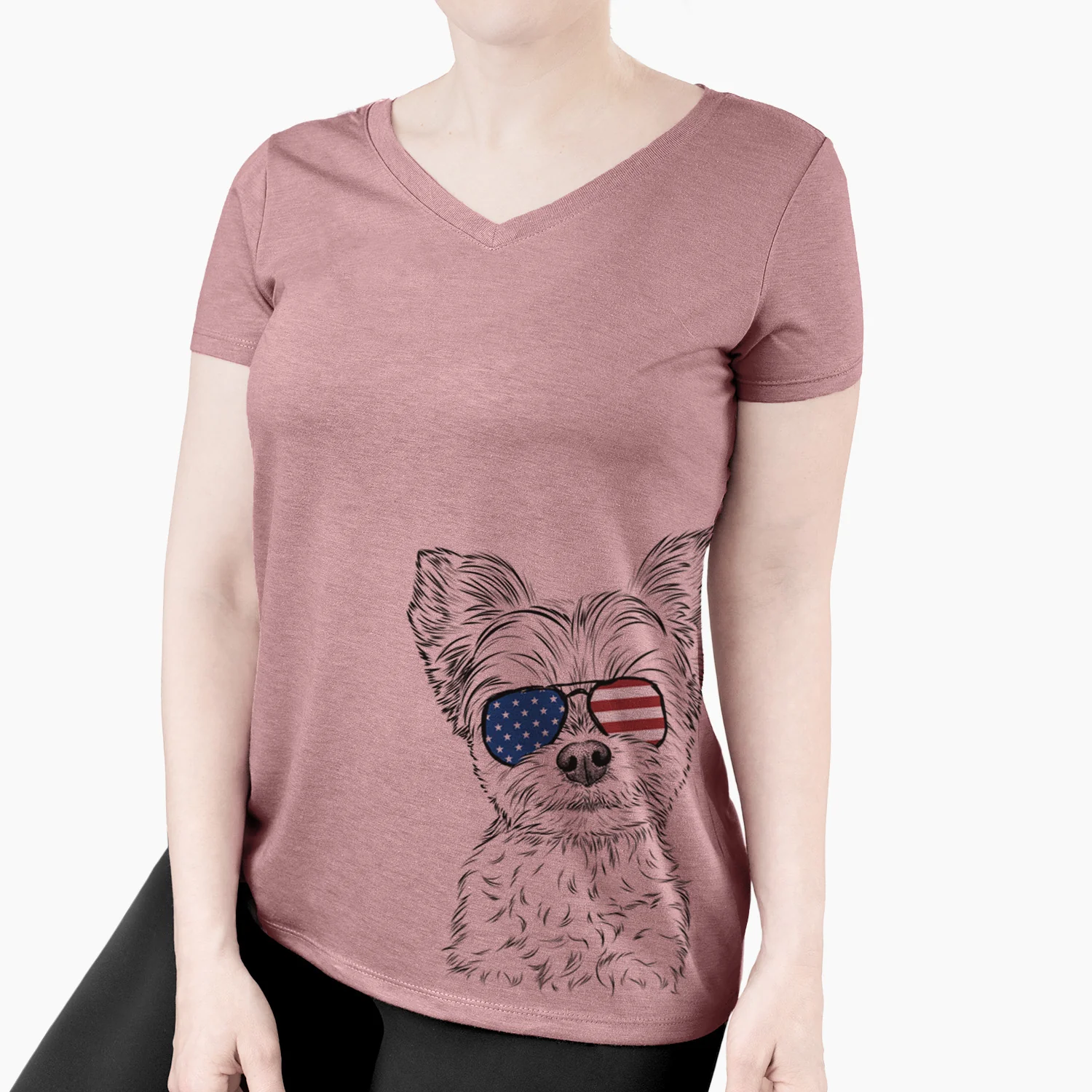USA Chance the Yapper the Yorkshire Terrier - Women's Perfect V-neck Shirt - Image 4