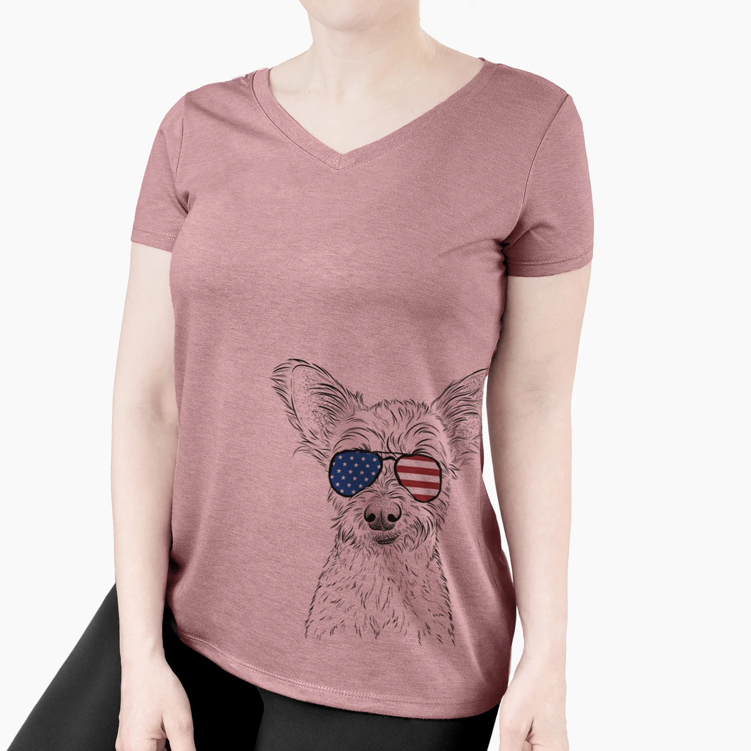 USA Heidi the Schnauzer Mix - Women's Perfect V-neck Shirt - Image 4