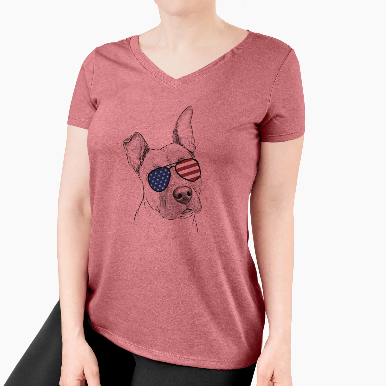 USA Ivy the Pitbull Mix - Women's Perfect V-neck Shirt - Image 8