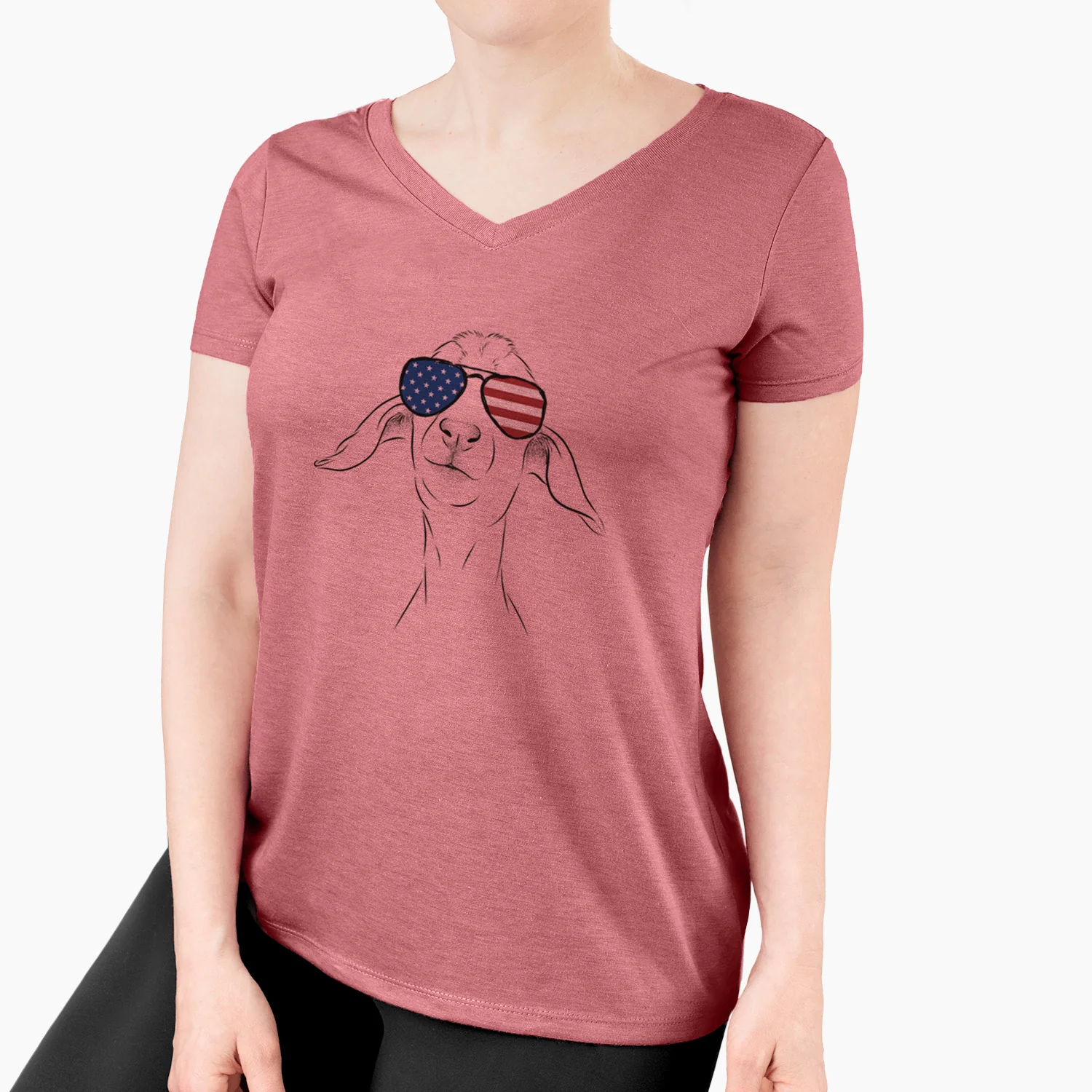 USA Kara Dune the Spanish Boer Goat - Women's Perfect V-neck Shirt - Image 8