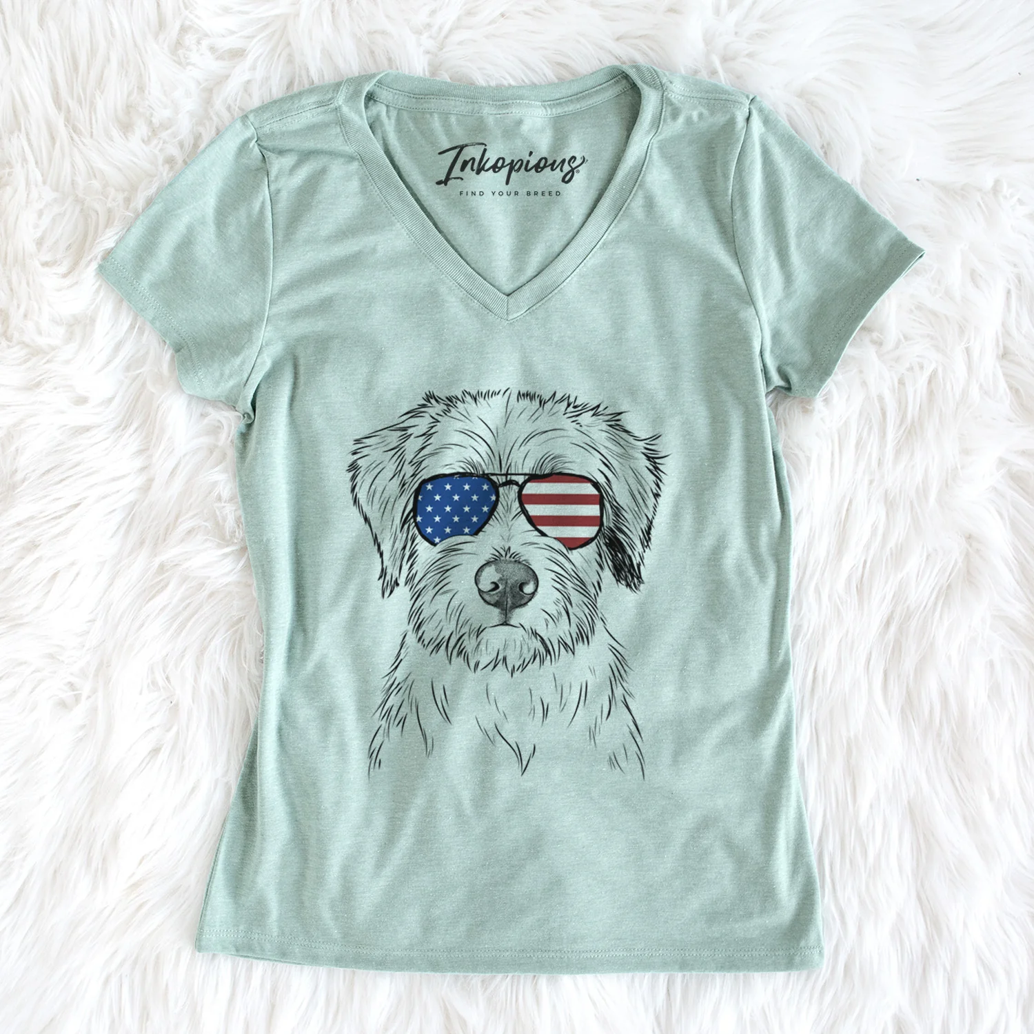 USA Marek the Bernedoodle - Women's Perfect V-neck Shirt - Image 6