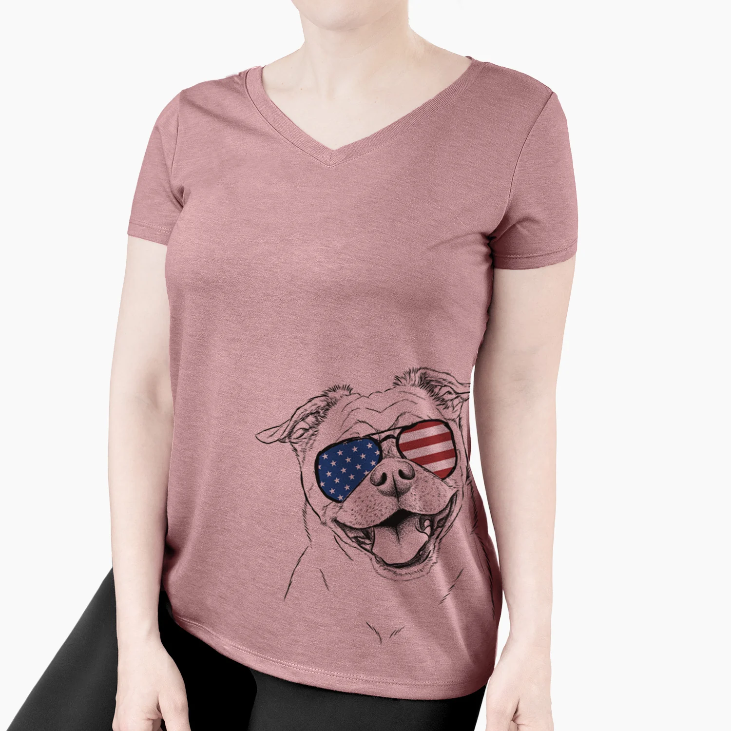 USA Riley the Chug - Women's Perfect V-neck Shirt - Image 4