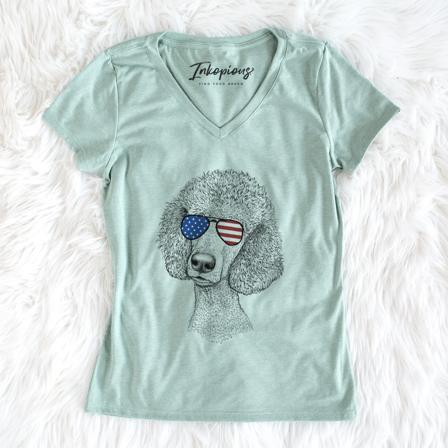 USA Yuki the Poodle - Women's Perfect V-neck Shirt - Image 6