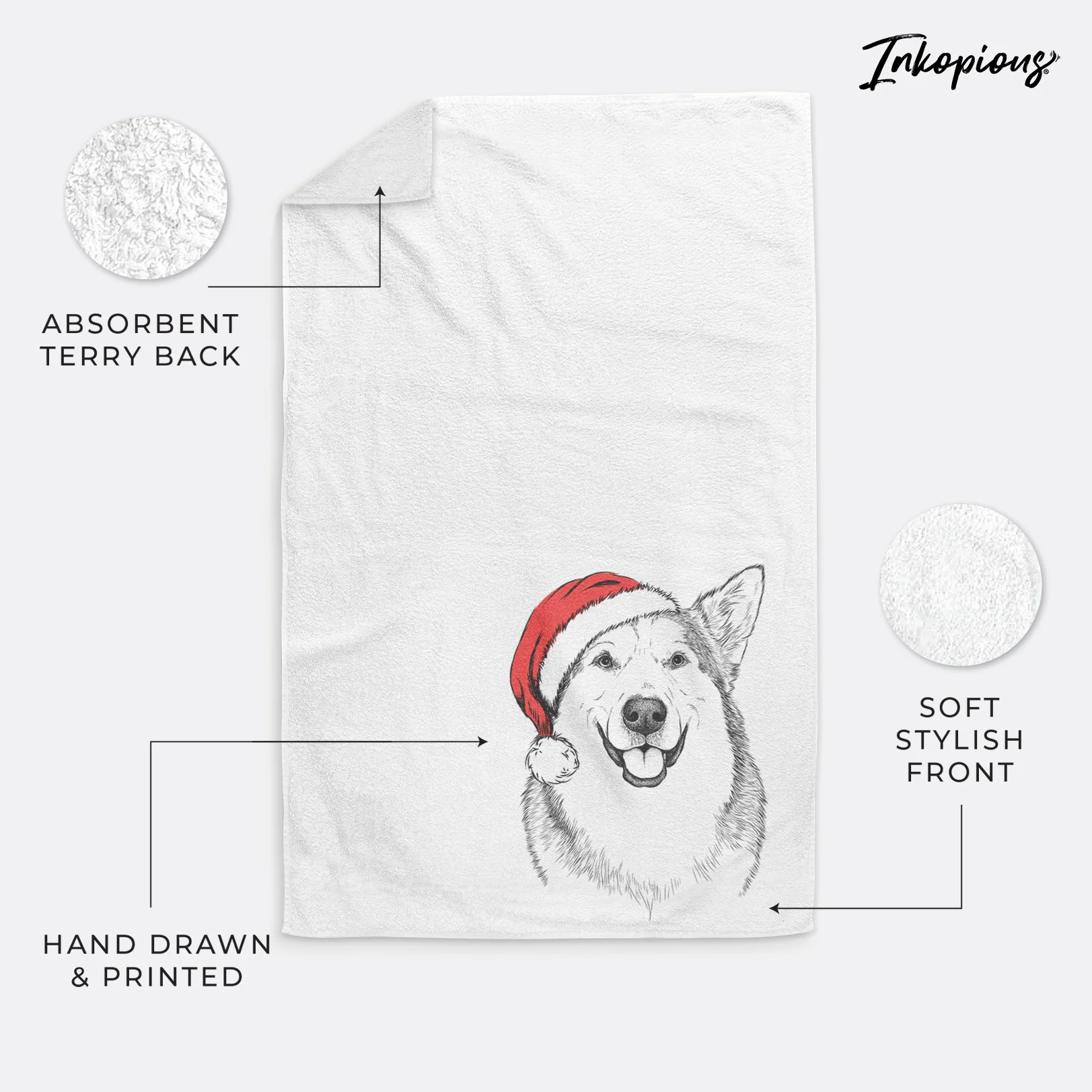 Vader the Alaskan Malamute Decorative Hand Towel - Image 4