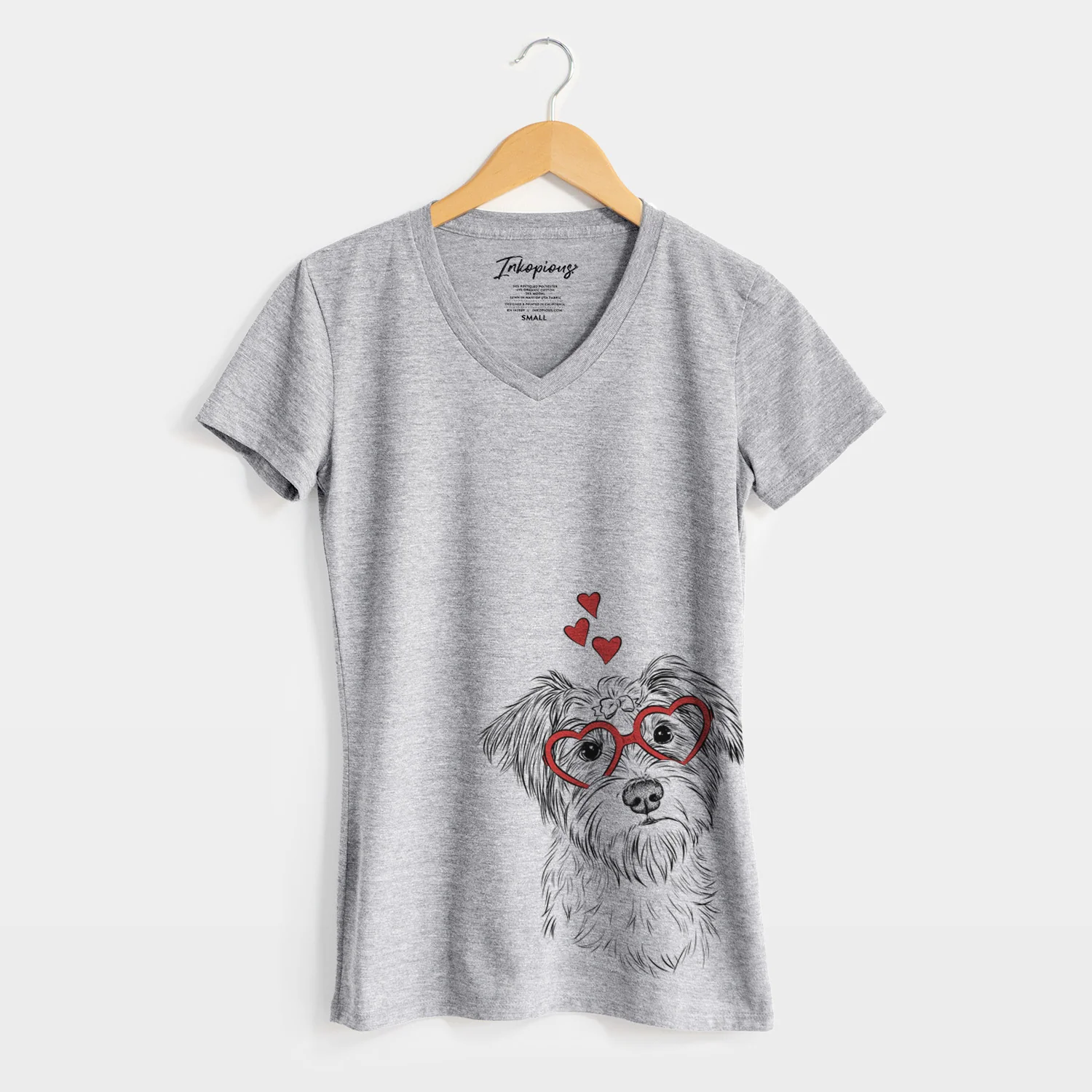 Valentine Birdee the Schnauzer Mix - Women's Perfect V-neck Shirt - Image 4