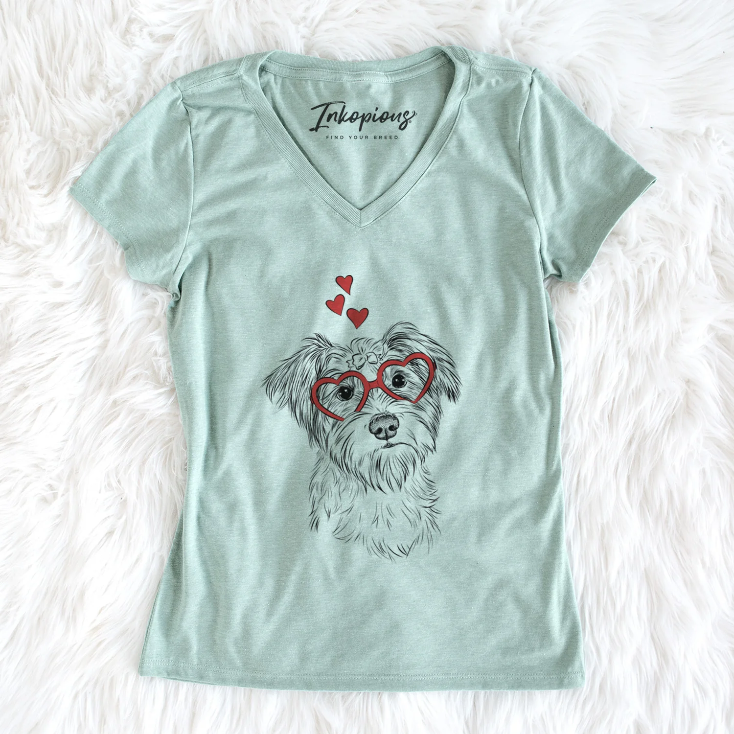 Valentine Birdee the Schnauzer Mix - Women's Perfect V-neck Shirt - Image 5