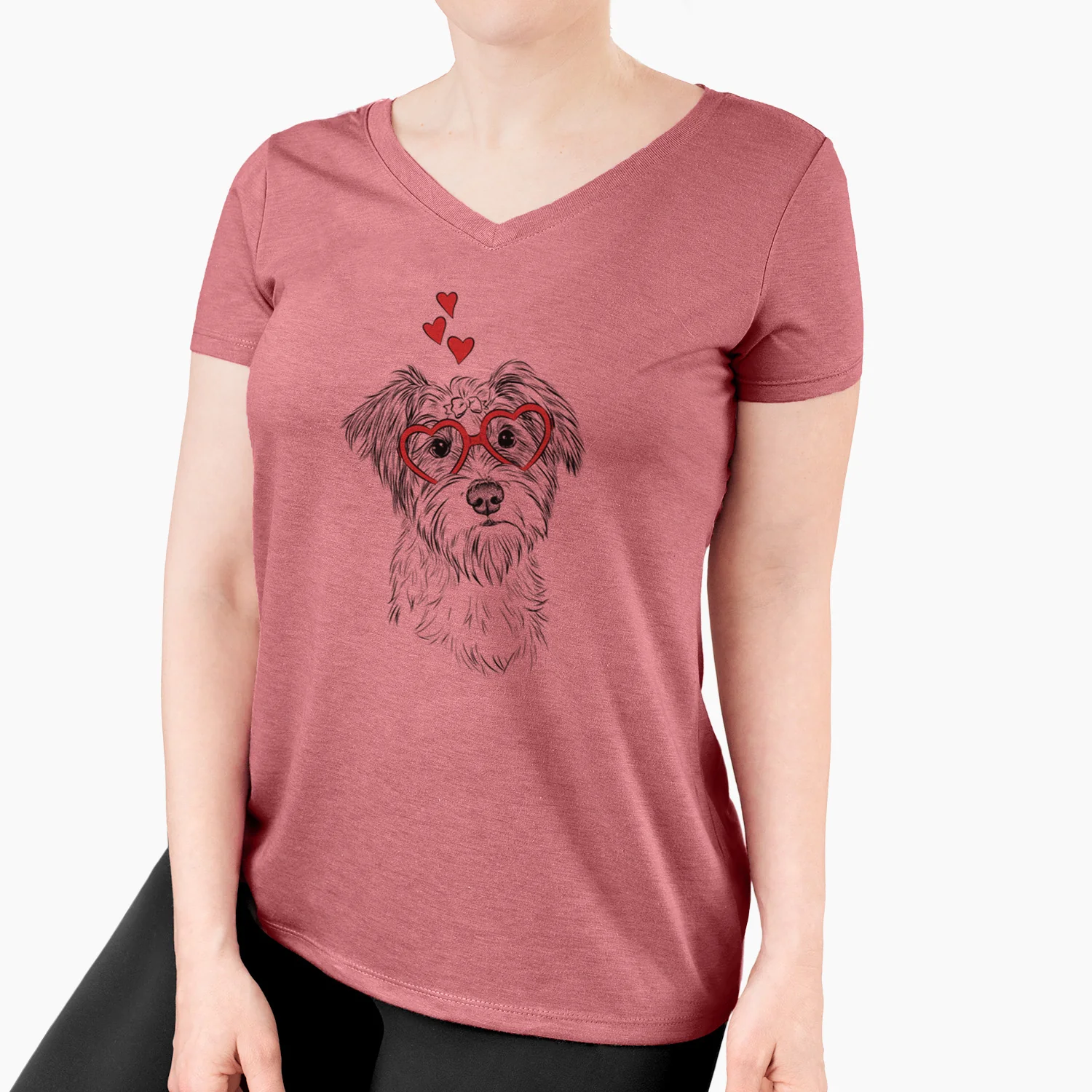 Valentine Birdee the Schnauzer Mix - Women's Perfect V-neck Shirt - Image 7