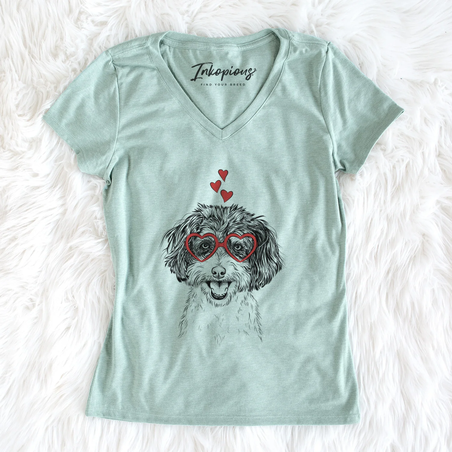 Valentine Carlos the Cavapoo - Women's Perfect V-neck Shirt - Image 5